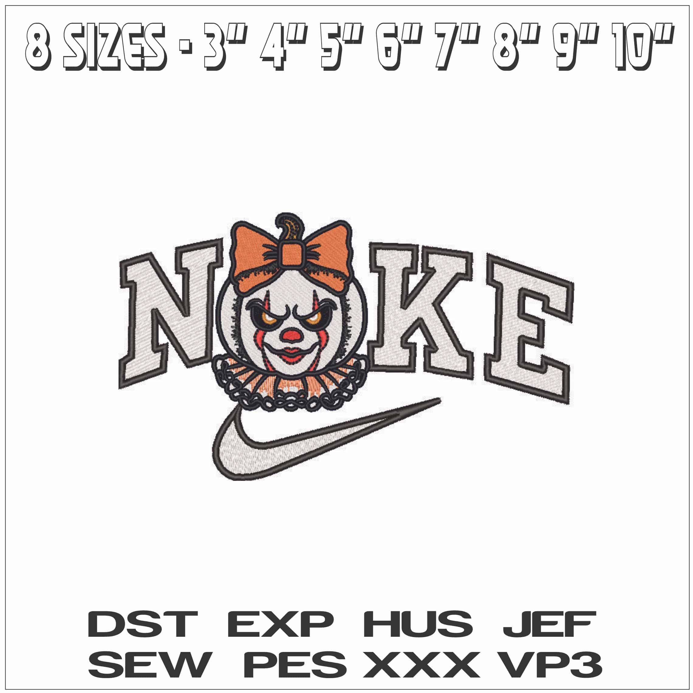 Nike Pumpkin Joker Face  - Elegant embroidery design file - instant download — view 2