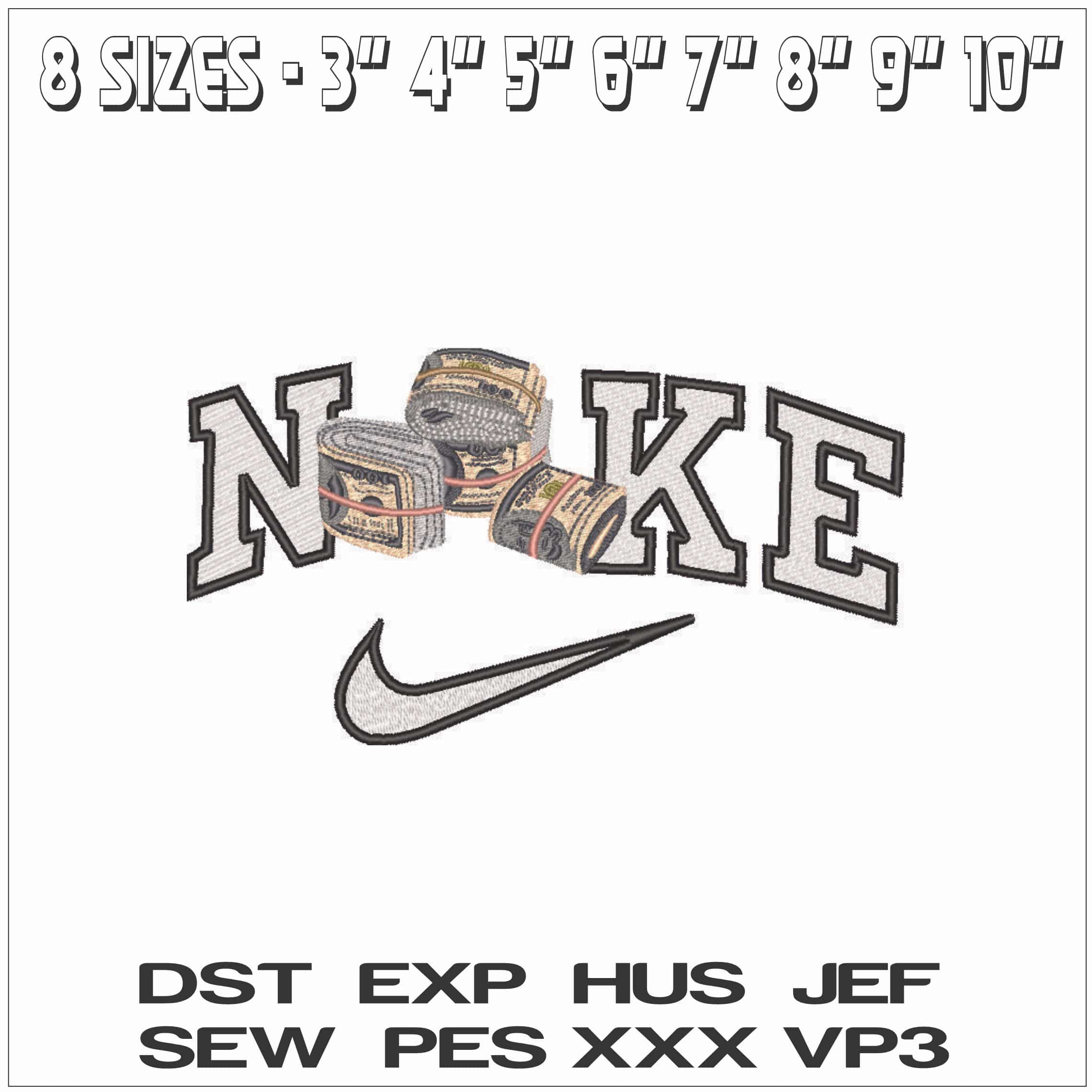 Nike Rolls of Cash  - Elegant embroidery design file - instant download — view 2