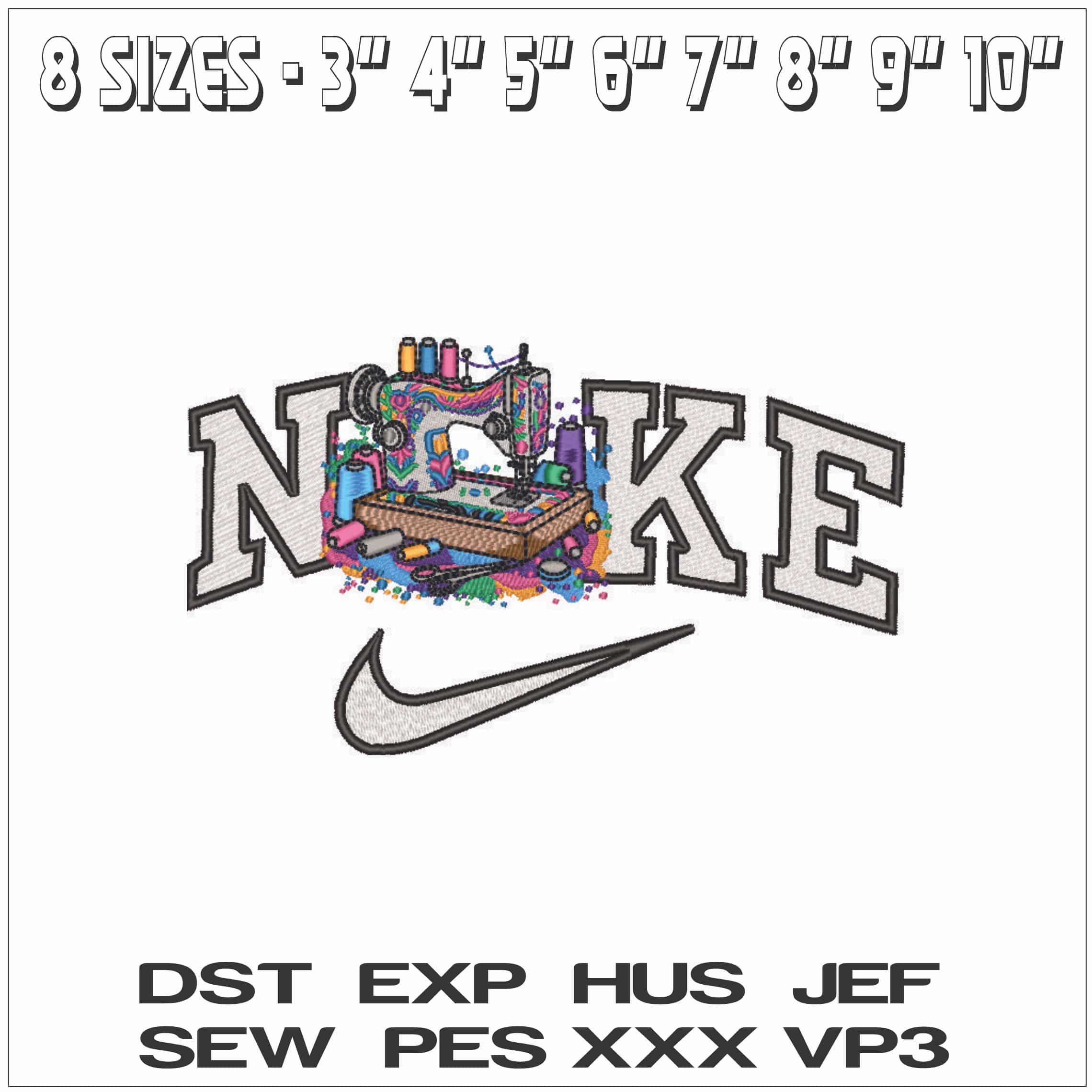 Nike Sewing Machine fancy colors  - Elegant embroidery design file - instant download — view 2