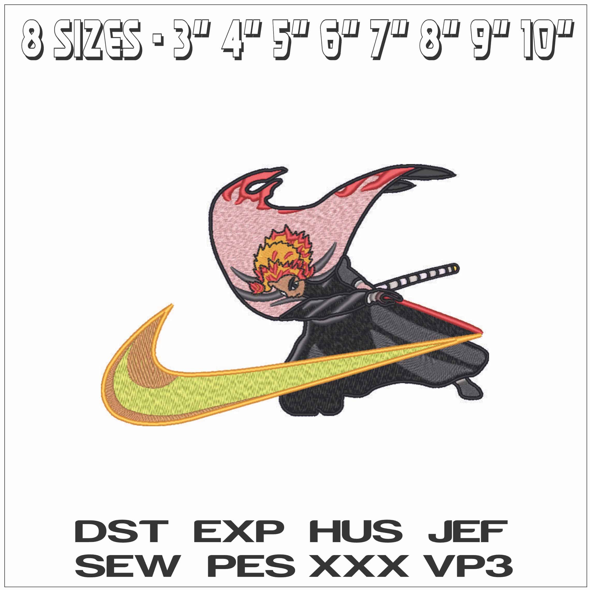 Nike Swoosh Kyojuro Rengoku Demon Slayer Anime - Elegant embroidery design file - instant download — view 2