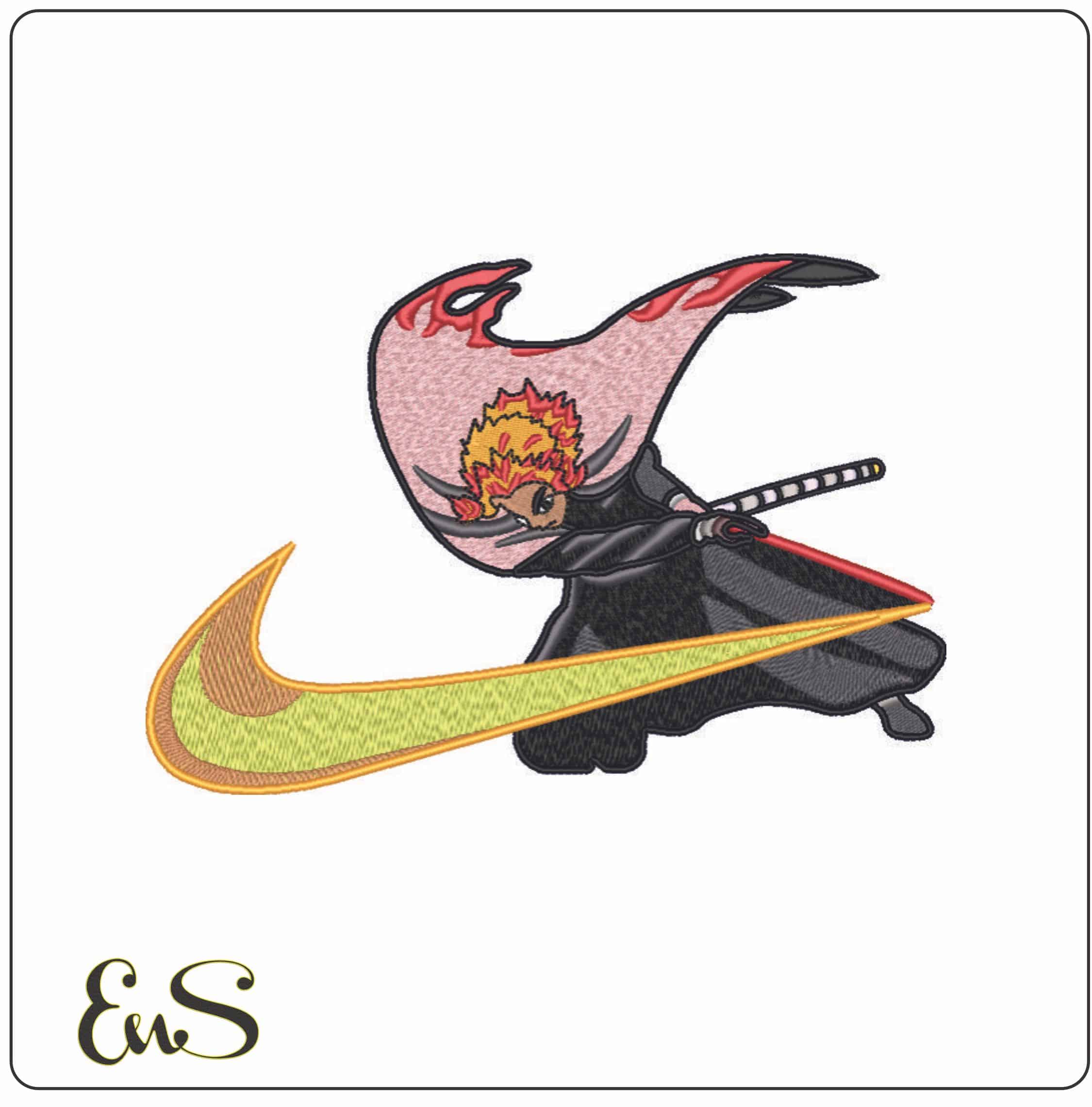 Nike Swoosh Kyojuro Rengoku Demon Slayer Anime - Elegant embroidery design file - instant download
