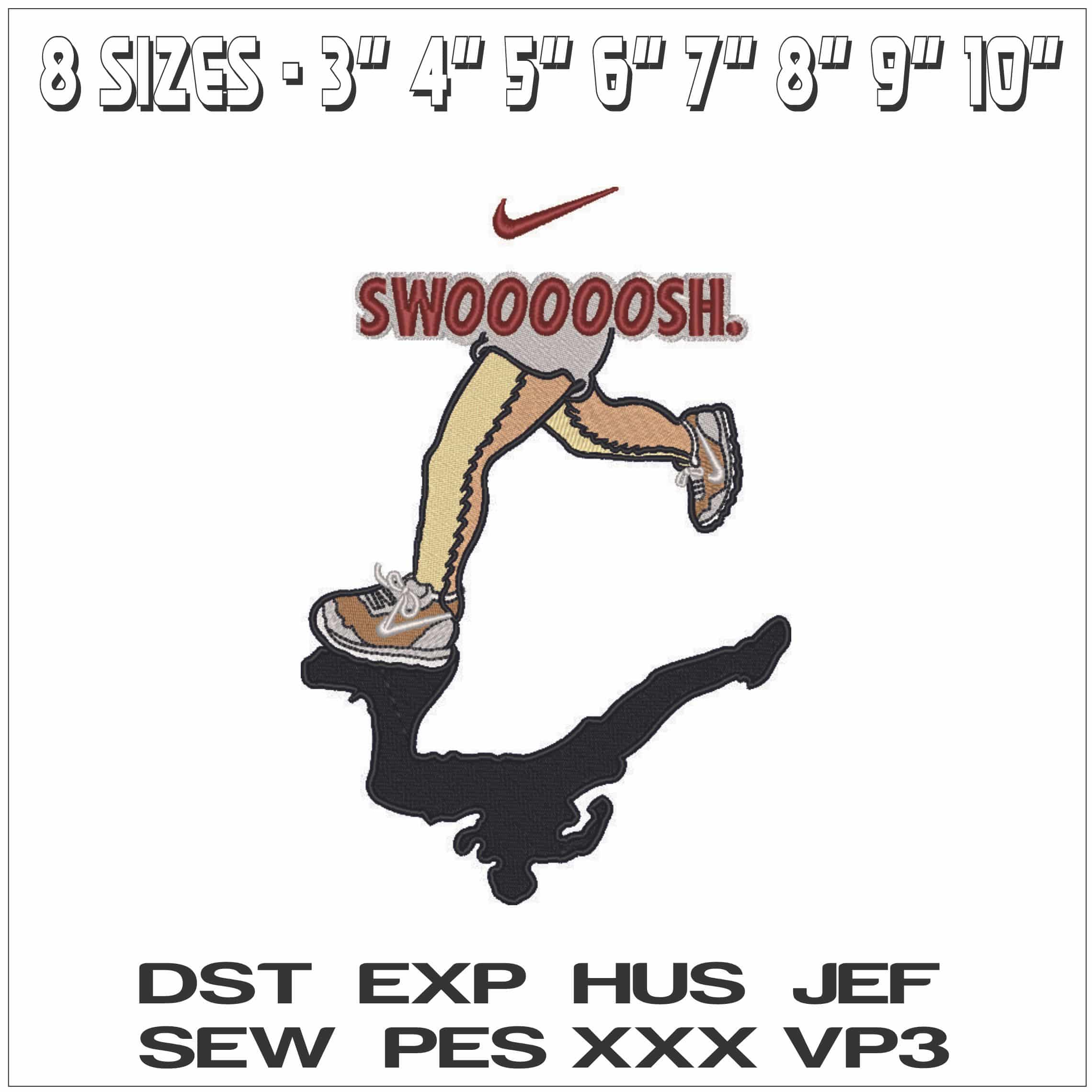 Nike Swoosh Running - Elegant embroidery design file - instant download — view 2