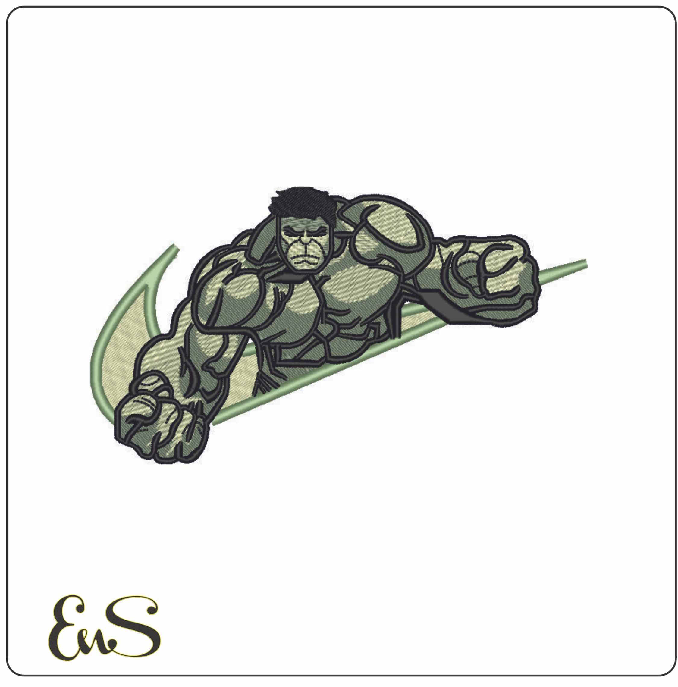 Nike Swoosh The Hulk - Elegant embroidery design file - instant download