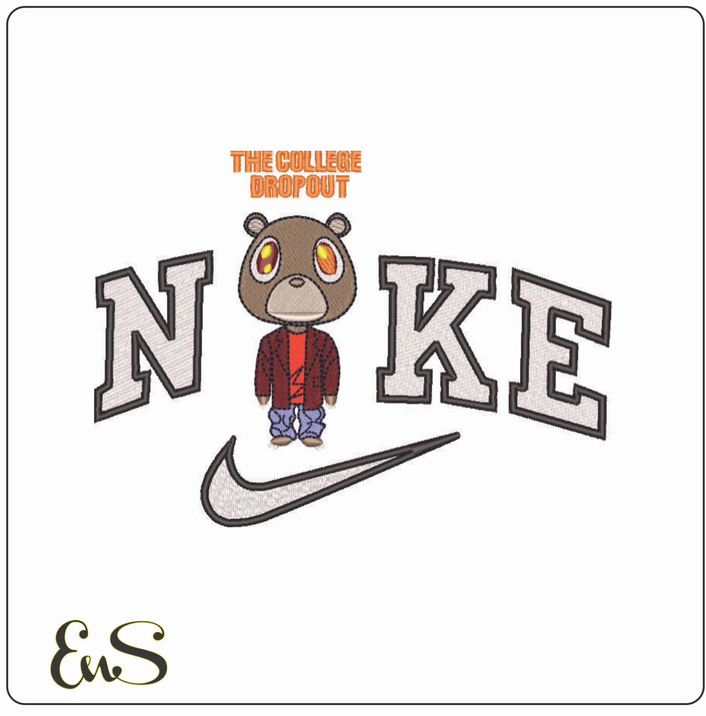 Nike The College Dropout Kanye West Yeeze Designs - Elegant embroidery design file - instant download