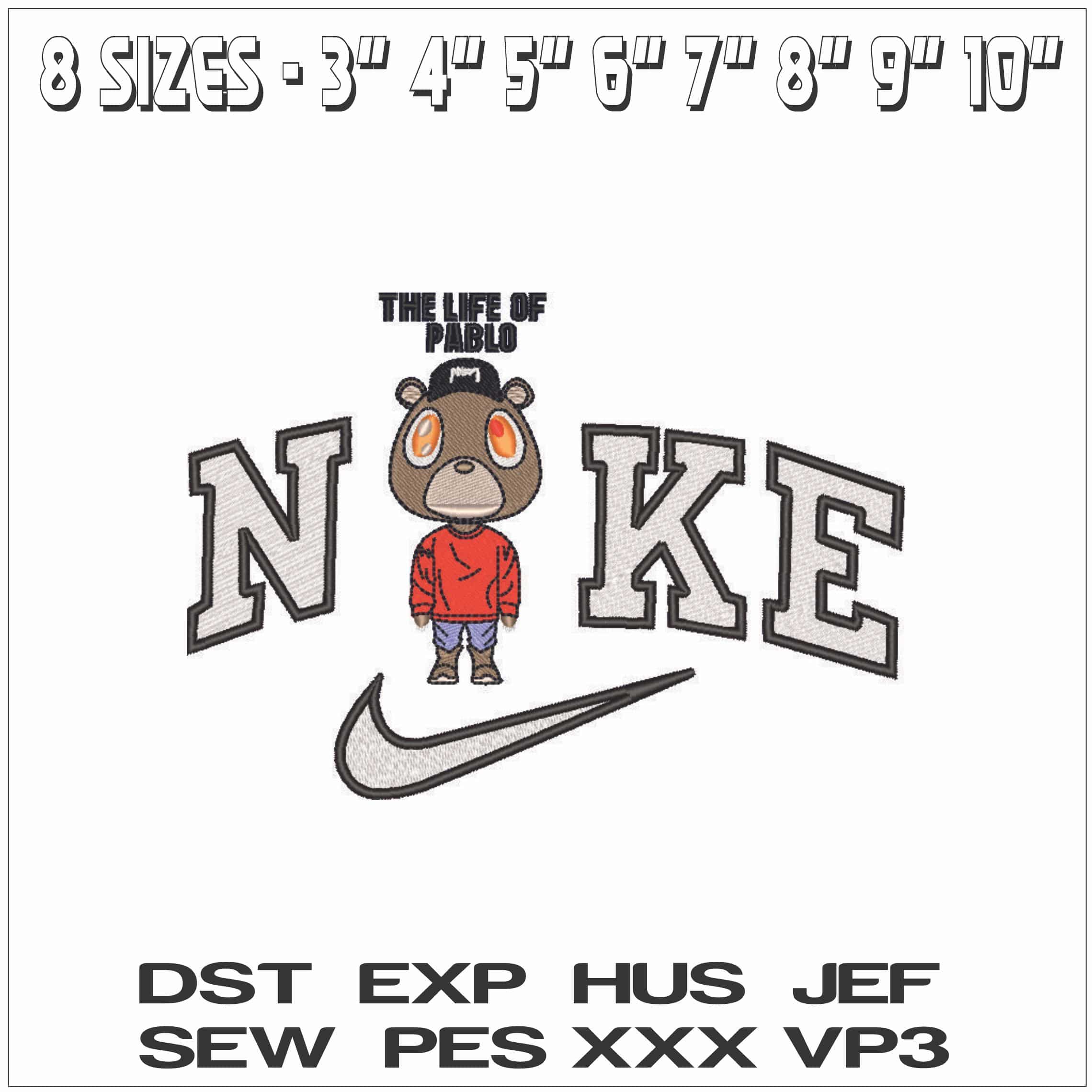 Nike The Life of Pablo Kanye West Yeeze Designs - Elegant embroidery design file - instant download — view 2