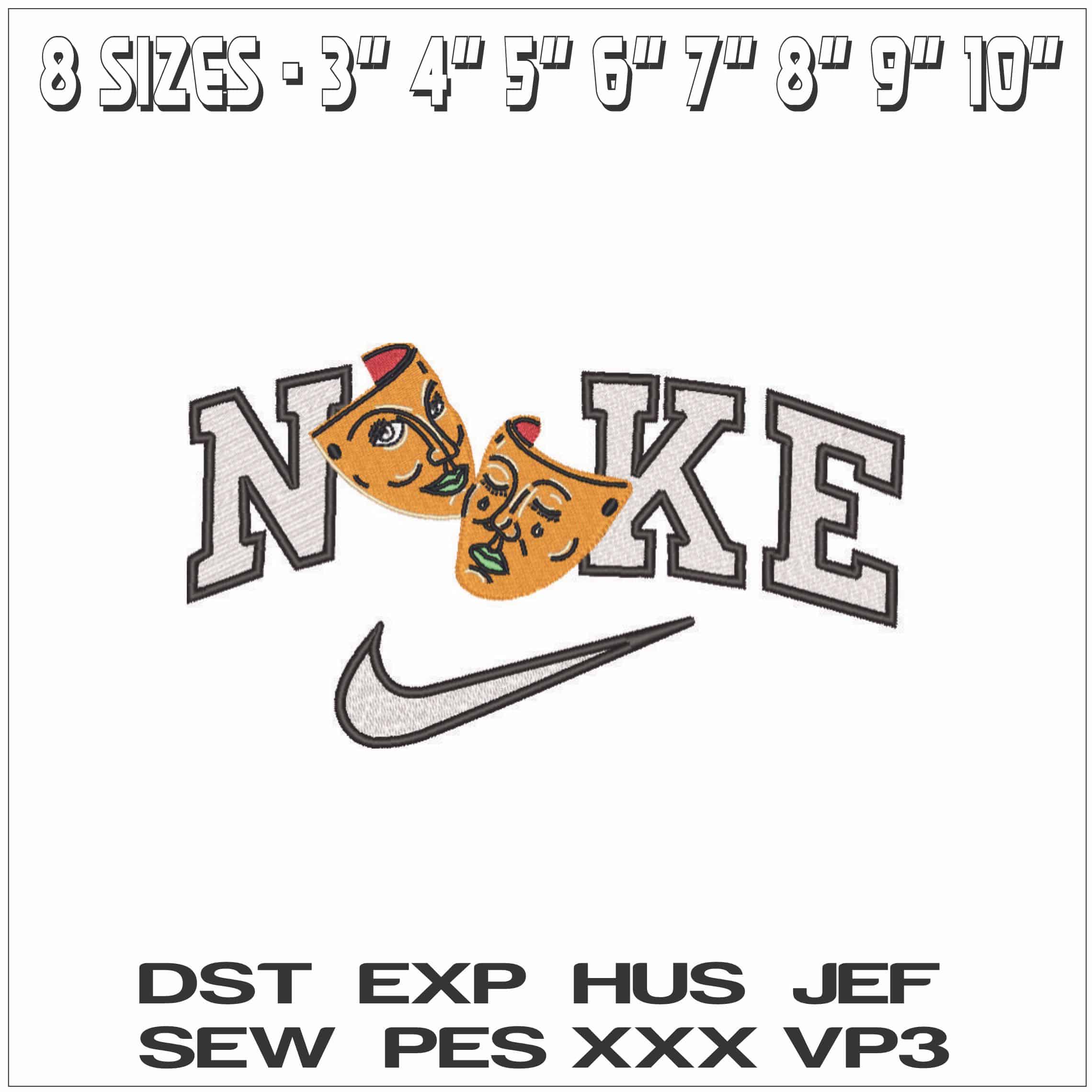 Nike Theatrical Masks - Elegant embroidery design file - instant download — view 2