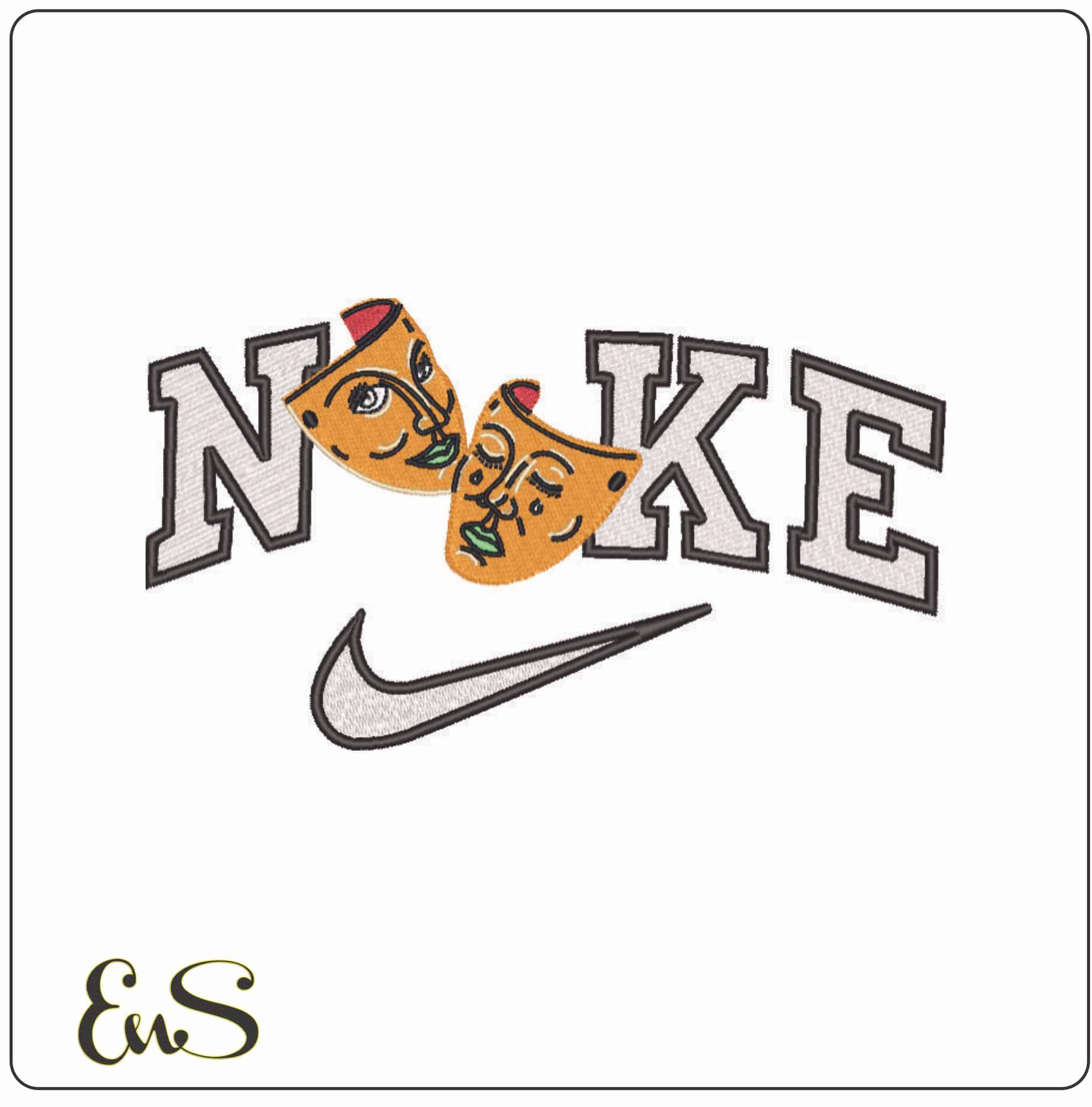 Nike Theatrical Masks - Elegant embroidery design file - instant download