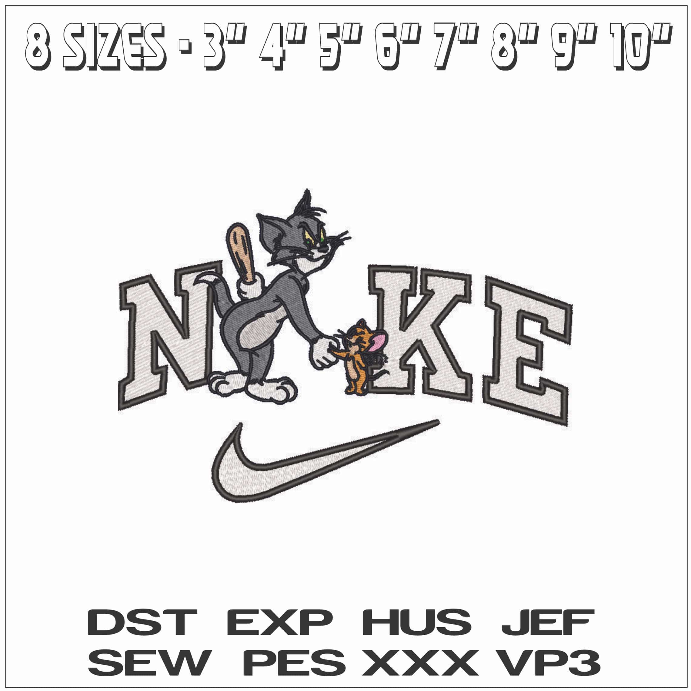 Nike Tom and Jerry ready to Fight - Elegant embroidery design file - instant download — view 2