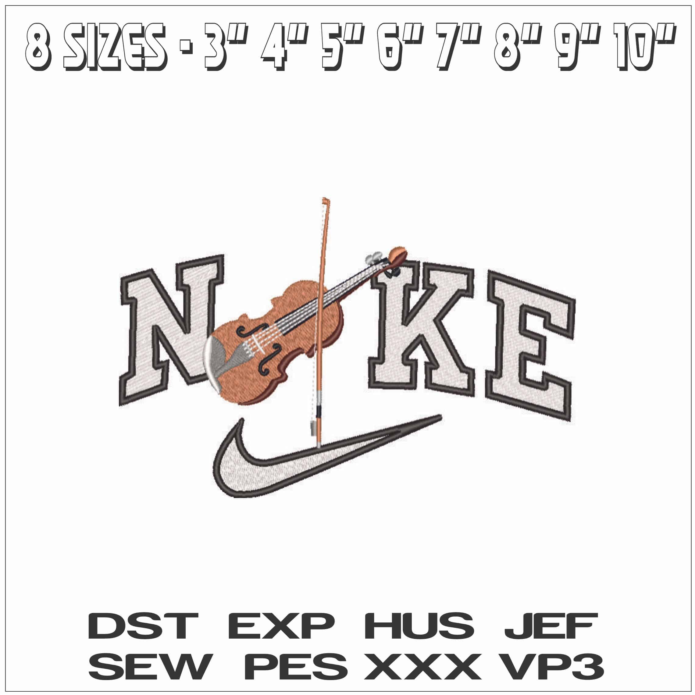 Nike Violin and Bow - Elegant embroidery design file - instant download — view 2