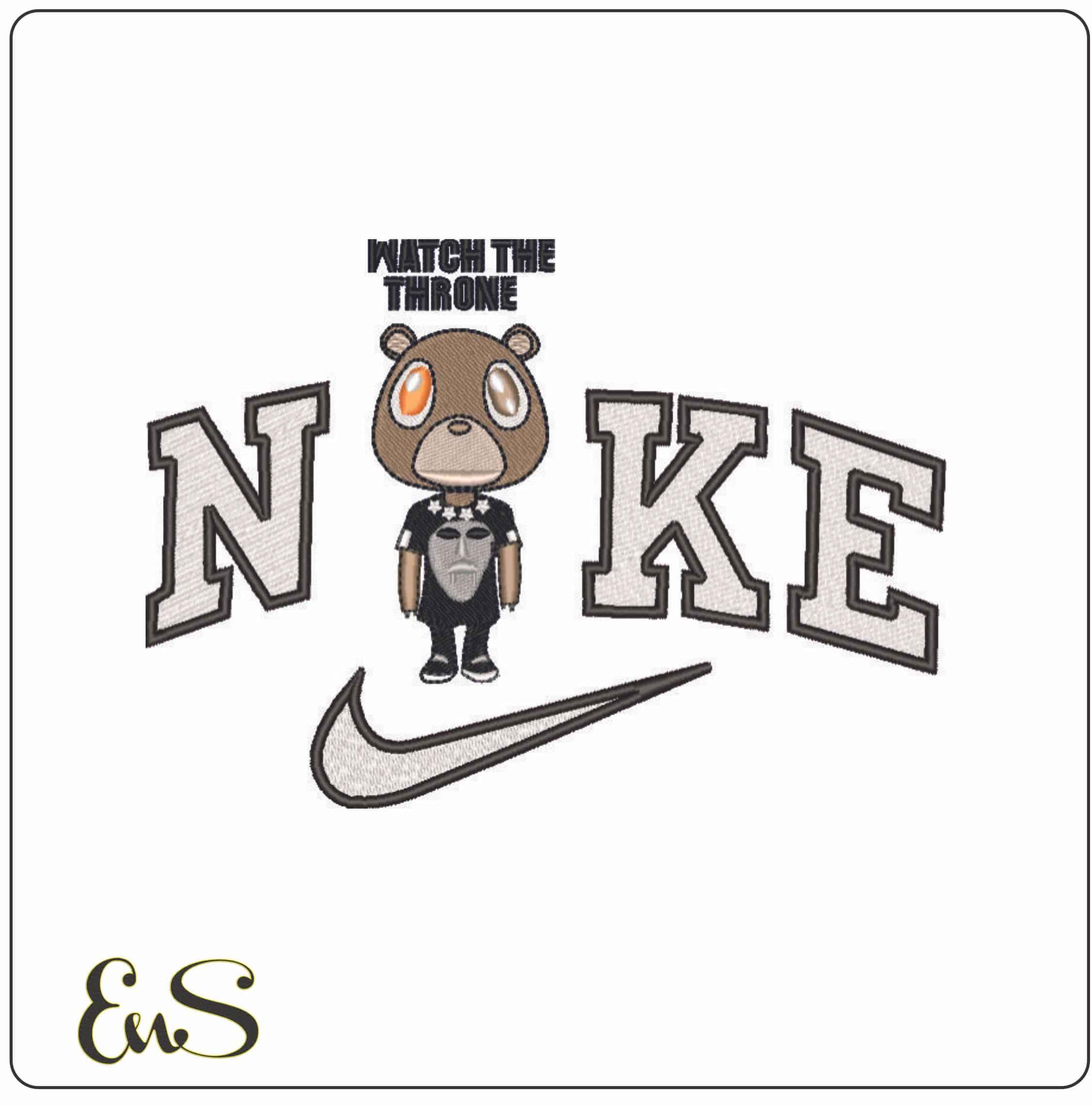 Nike Watch the Throne Kanye West Yeeze Designs - Elegant embroidery design file - instant download