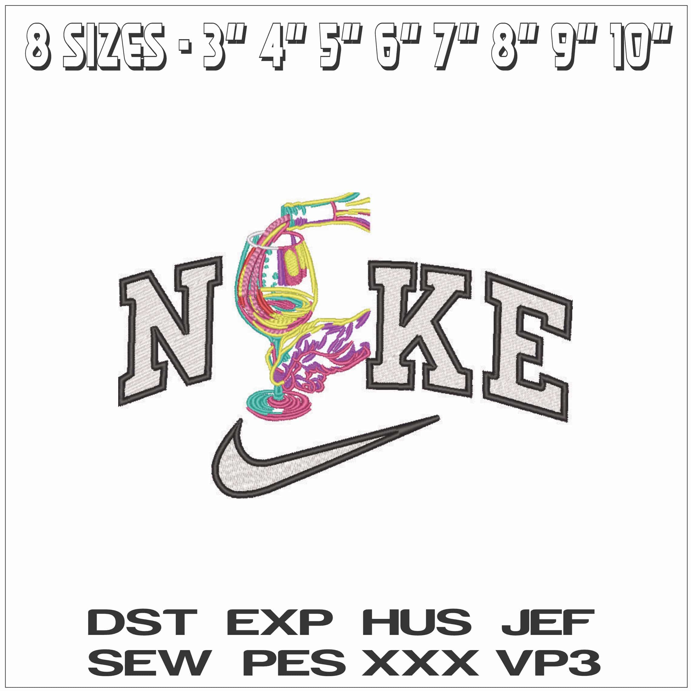 Nike Wine Pouring into Glass - Elegant embroidery design file - instant download — view 2