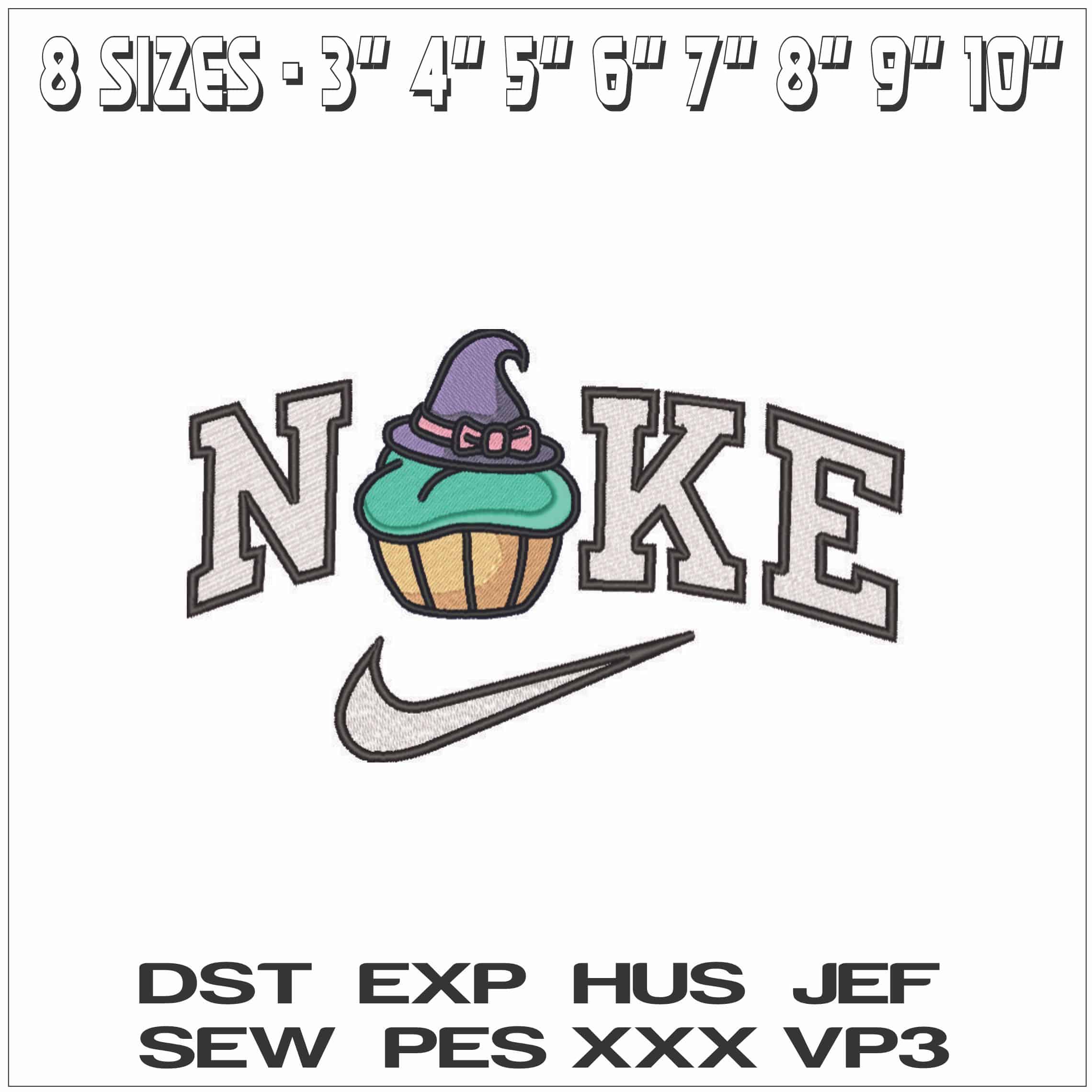 Nike Witches Halloween Cupcakes - Elegant embroidery design file - instant download — view 2