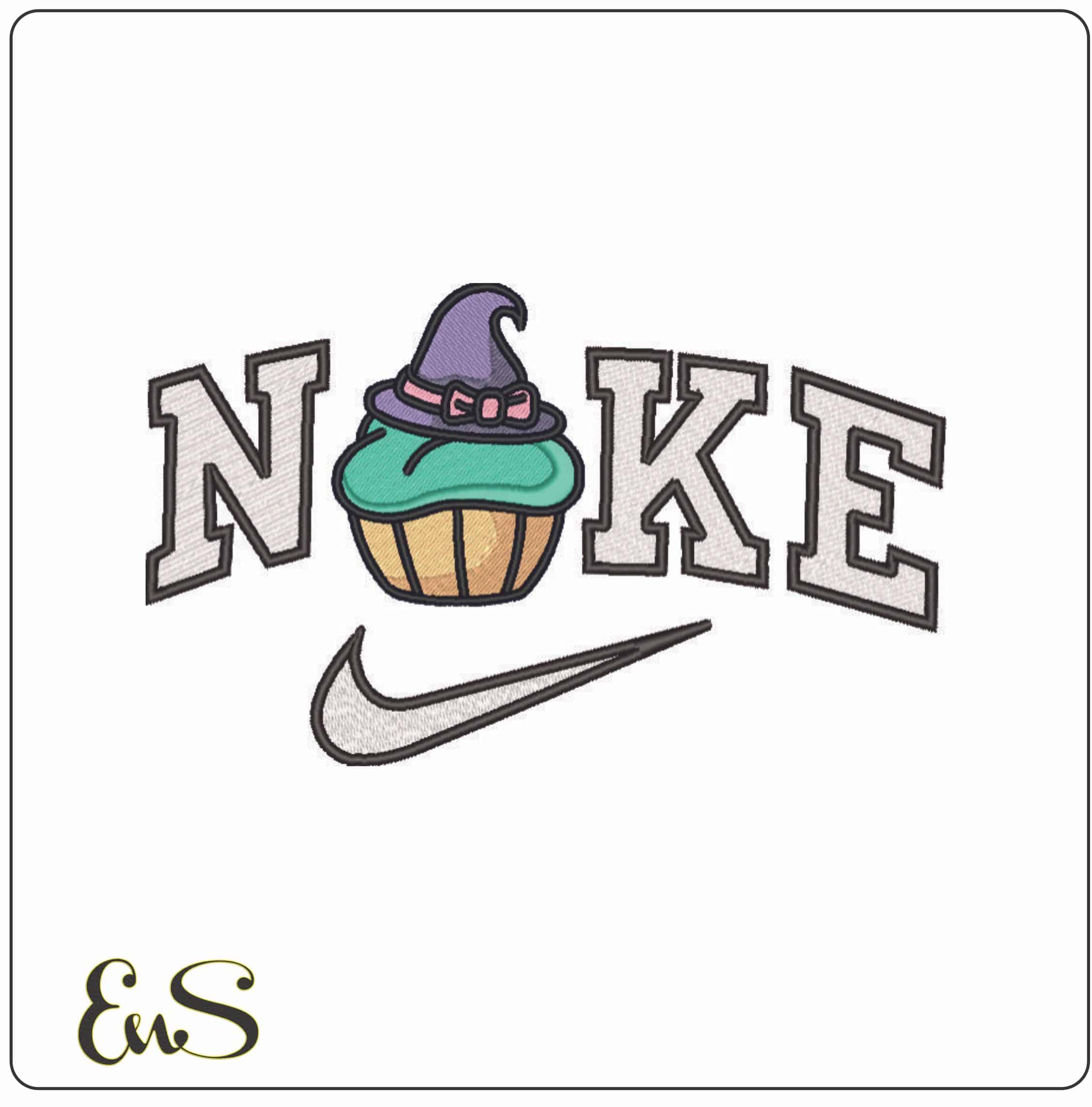 Nike Witches Halloween Cupcakes - Elegant embroidery design file - instant download