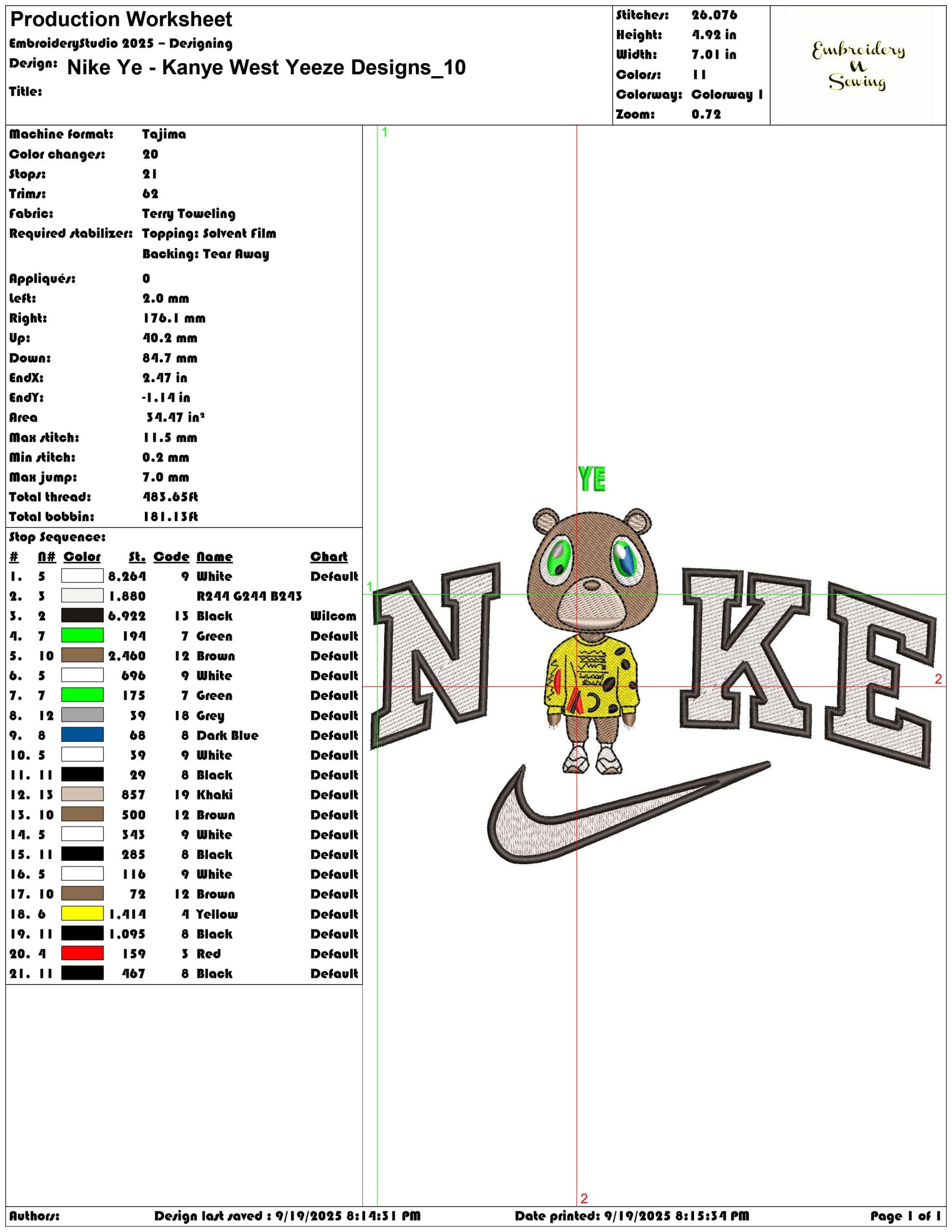 Nike Ye Kanye West Yeeze Designs - Elegant embroidery design file - instant download — view 3