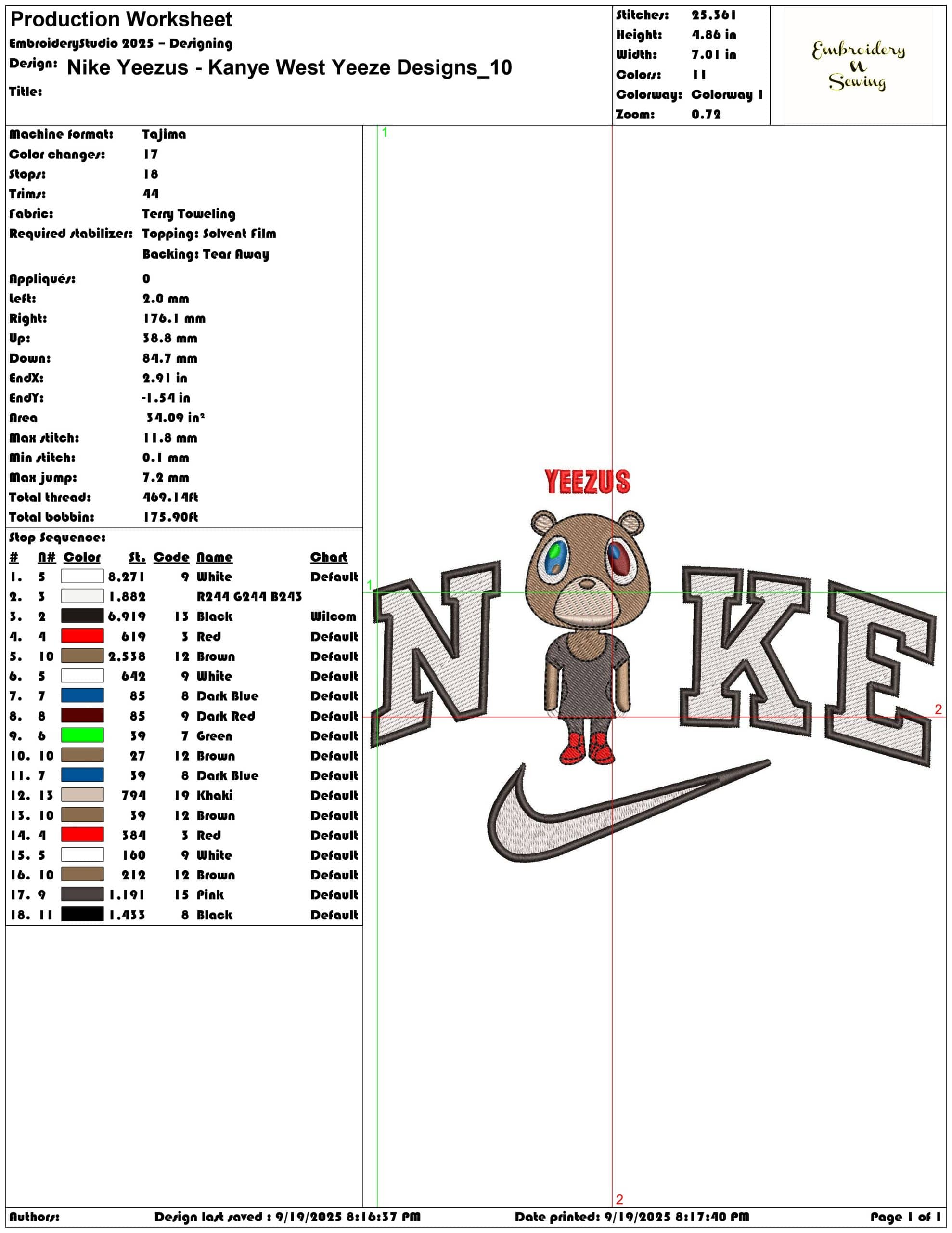Nike Yeezus Kanye West Yeeze Designs - Elegant embroidery design file - instant download — view 3