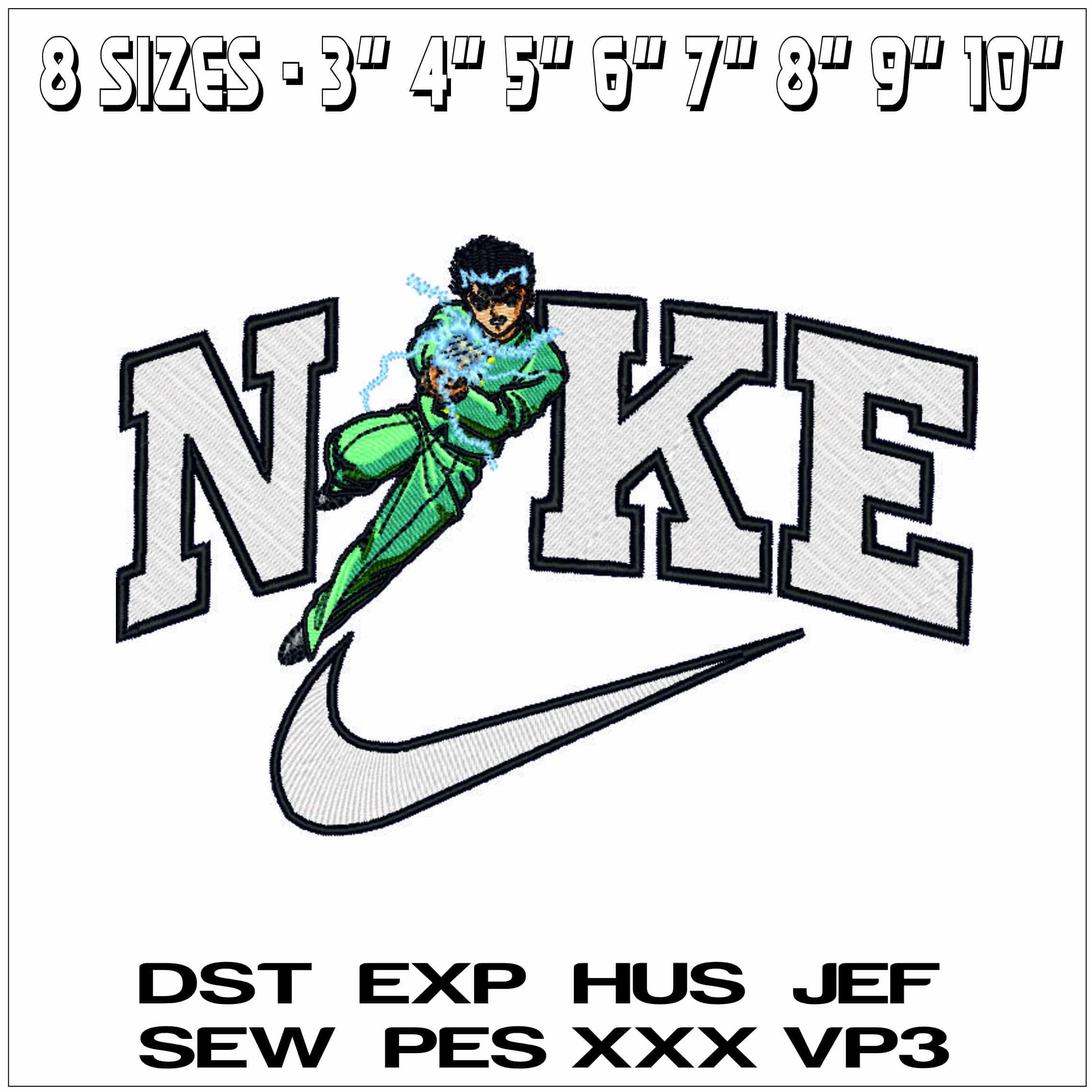 Nike Yussuke Urameshi No Japanese YuYu Hakusho Anime - Elegant embroidery design file - instant download — view 2