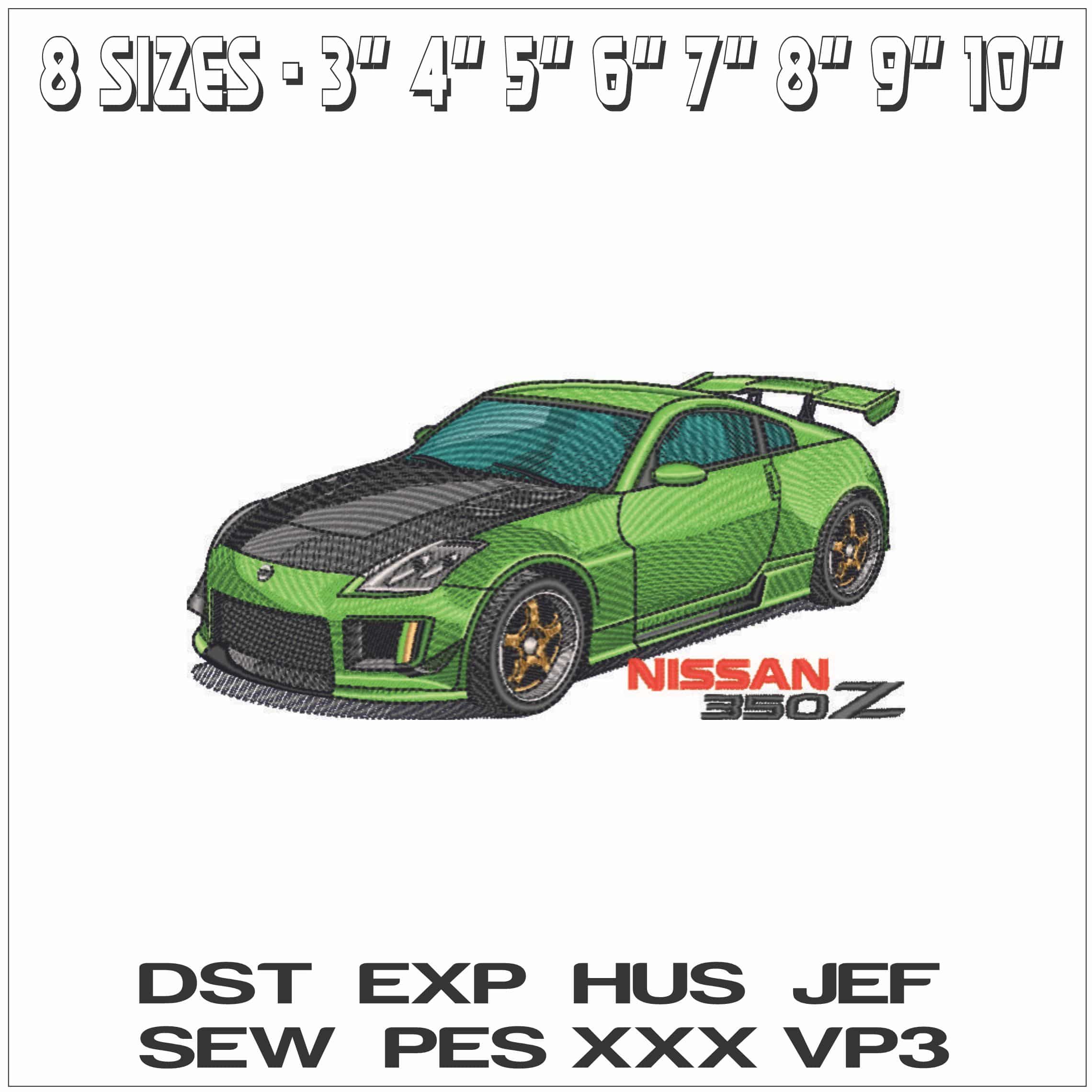 NISSAN 350 Z and Name - Elegant embroidery design file - instant download — view 2