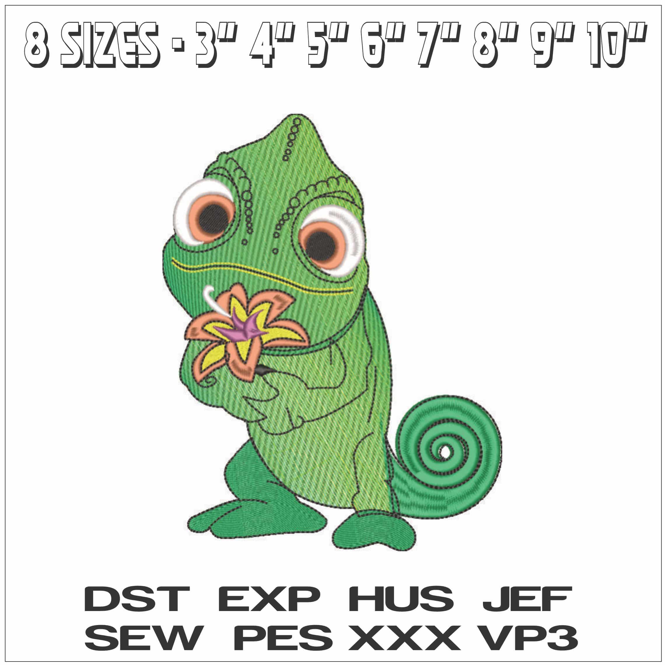 Pascal Chameleon Rapunzel Tangled Disney - Elegant embroidery design file - instant download — view 2