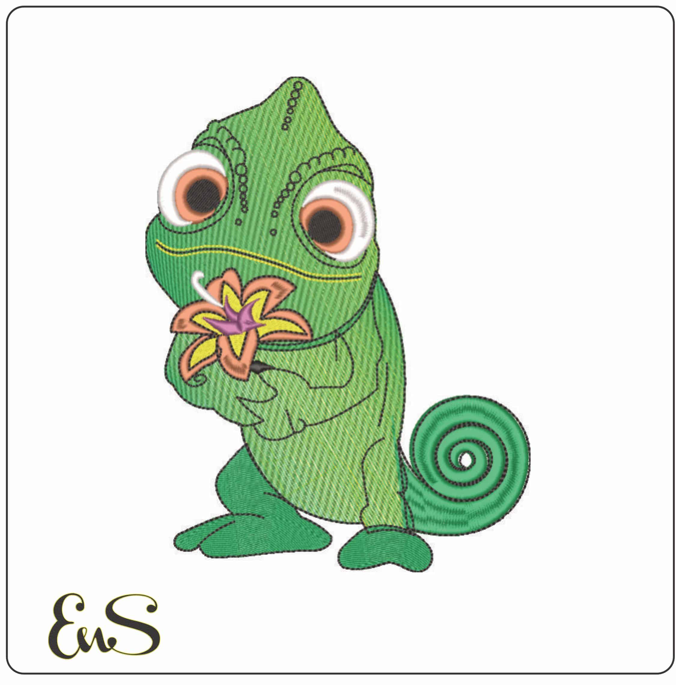 Pascal Chameleon Rapunzel Tangled Disney - Elegant embroidery design file - instant download