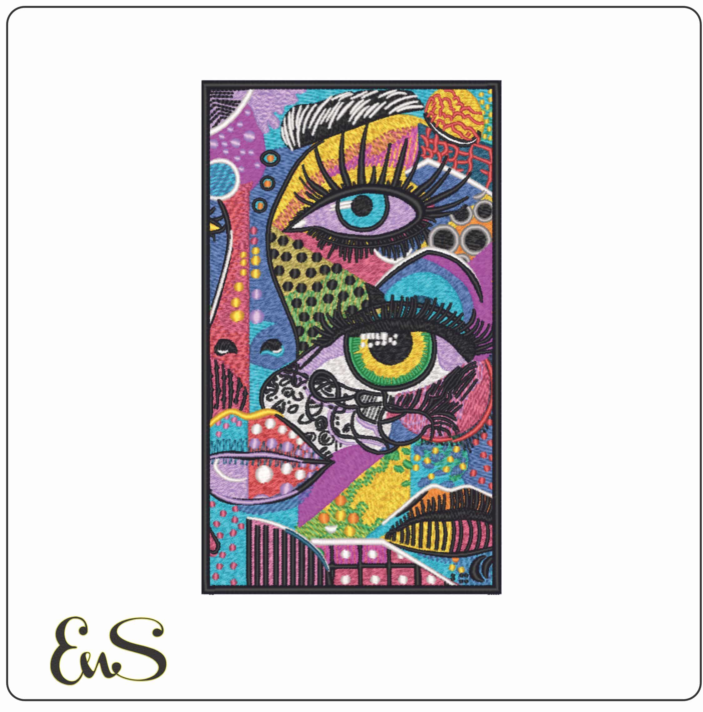 Picaso Style Eyes - Elegant embroidery design file - instant download