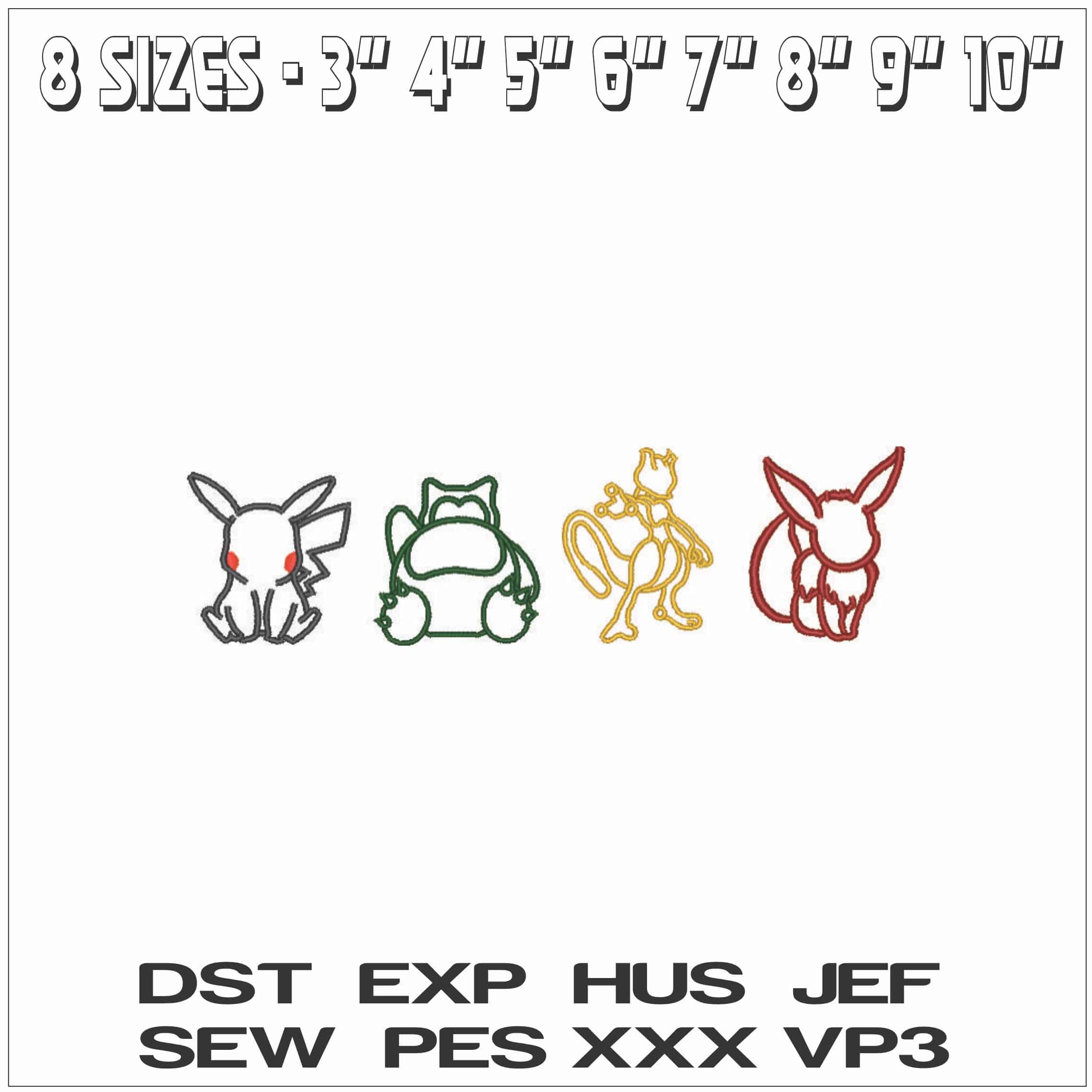 Pokemon Outline Anime - Elegant embroidery design file - instant download — view 2