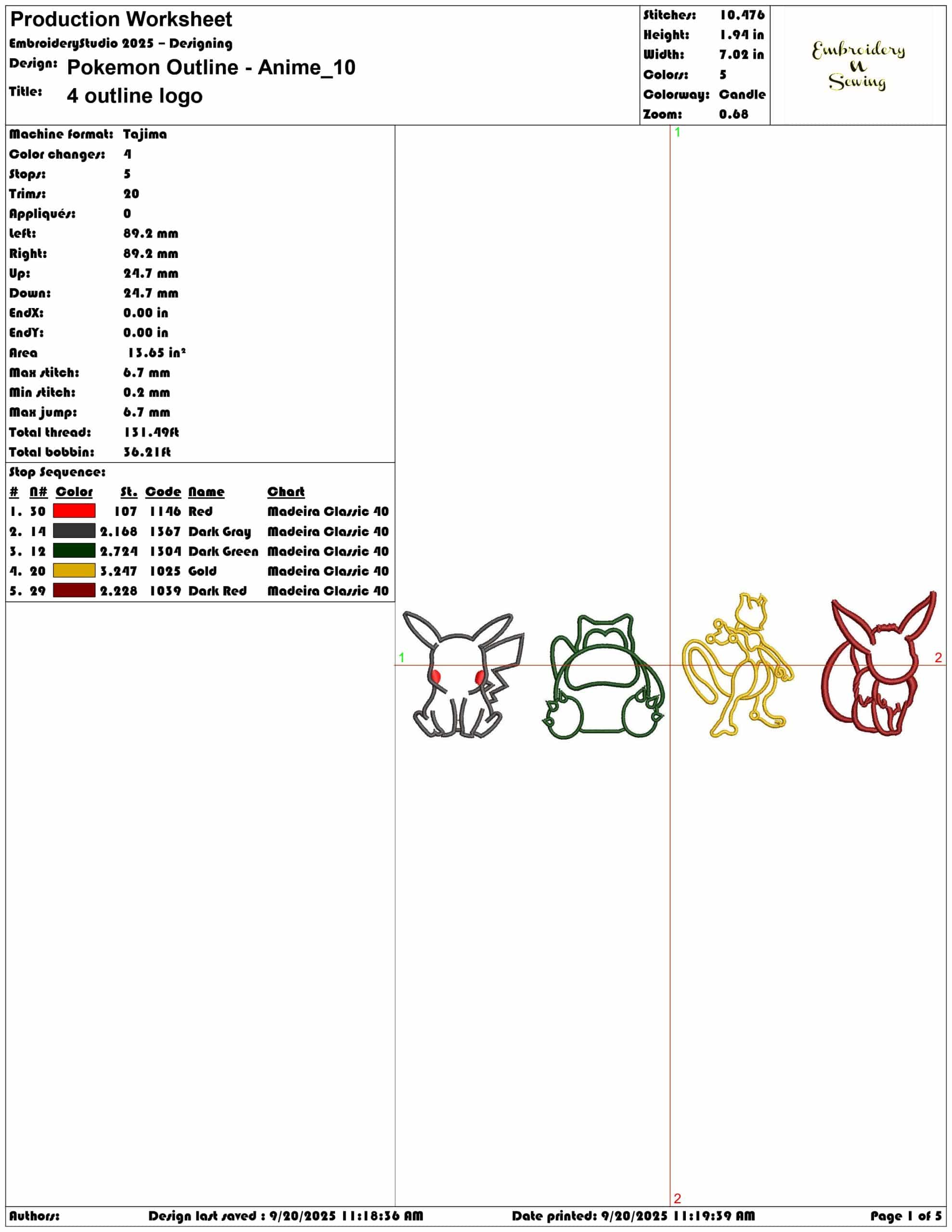 Pokemon Outline Anime - Elegant embroidery design file - instant download — view 3