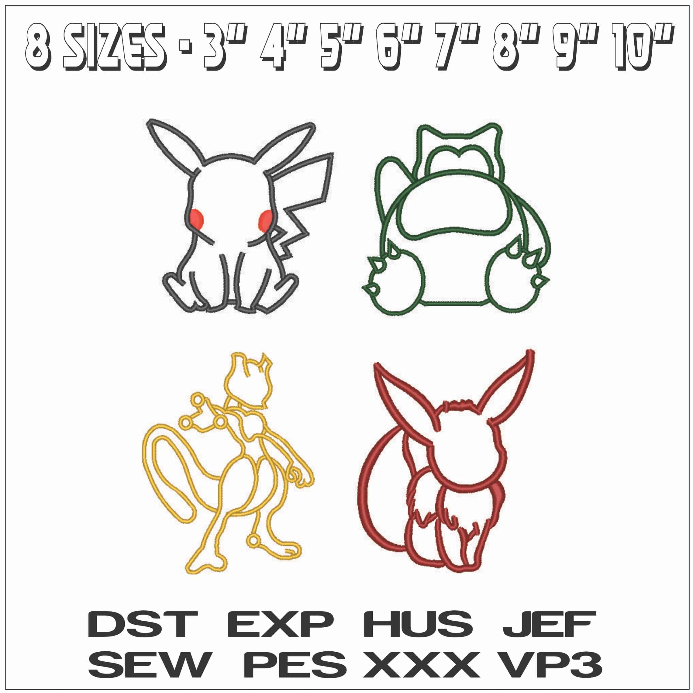 Pokemon Outline Square Anime - Elegant embroidery design file - instant download — view 2