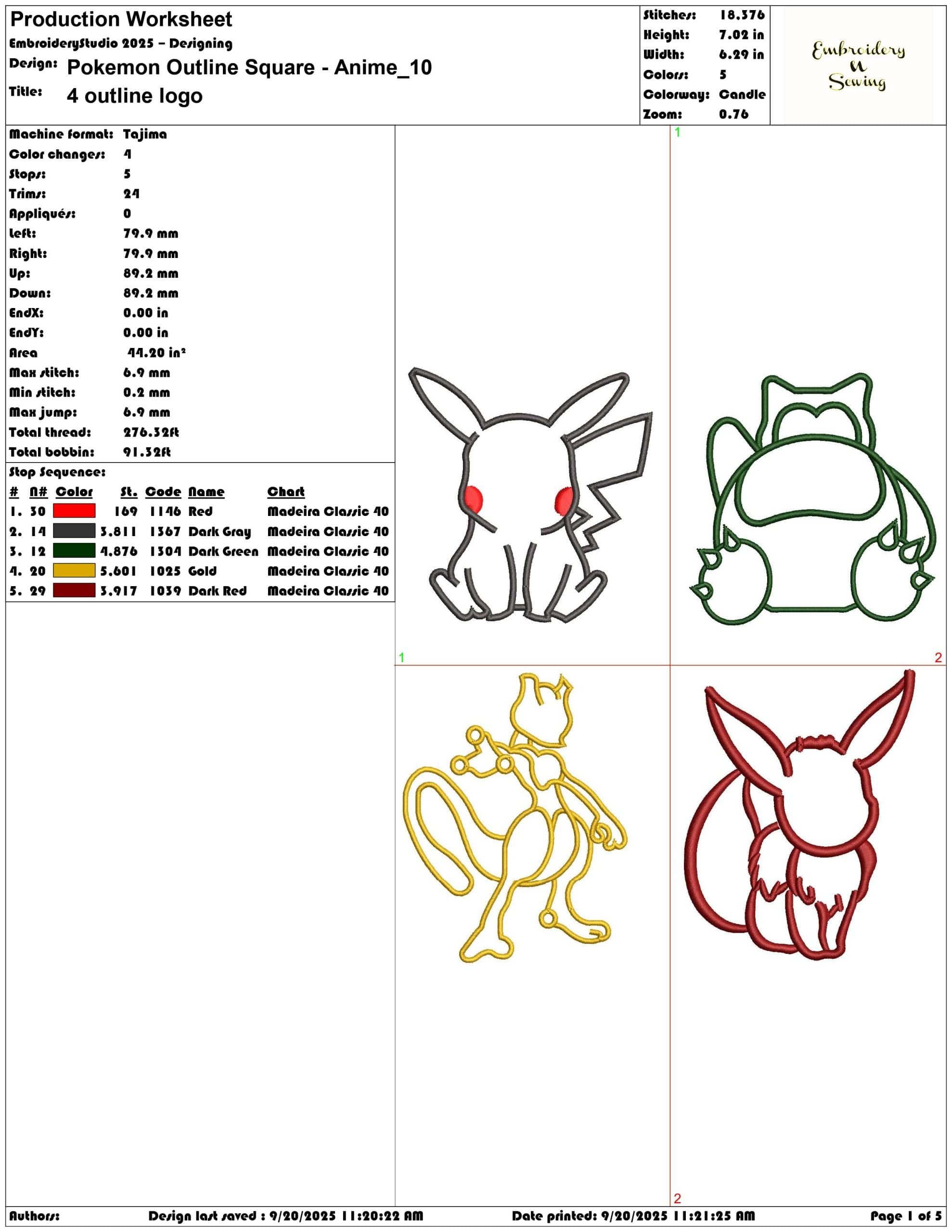 Pokemon Outline Square Anime - Elegant embroidery design file - instant download — view 3