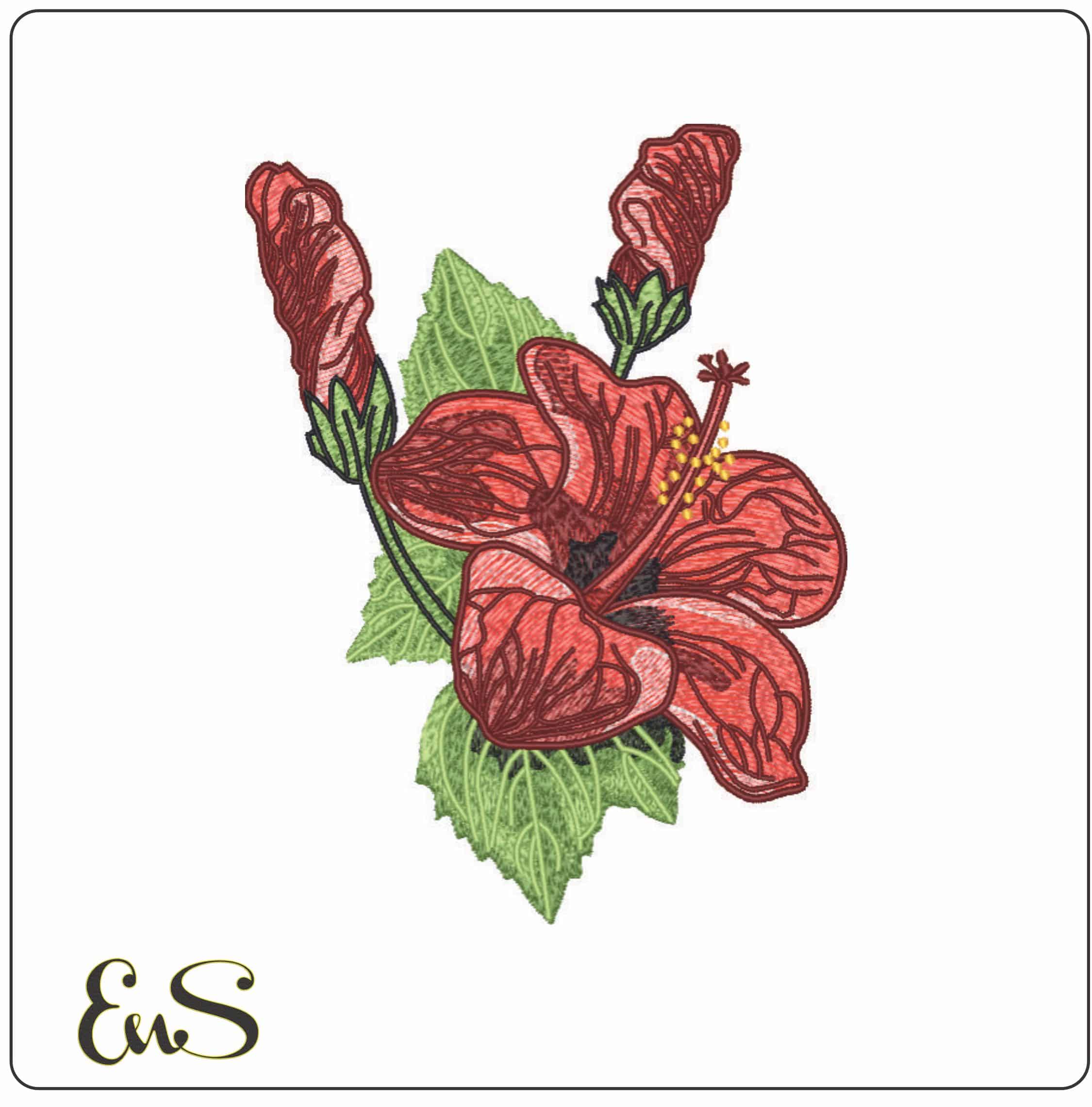 Poppy Flower - Elegant embroidery design file - instant download