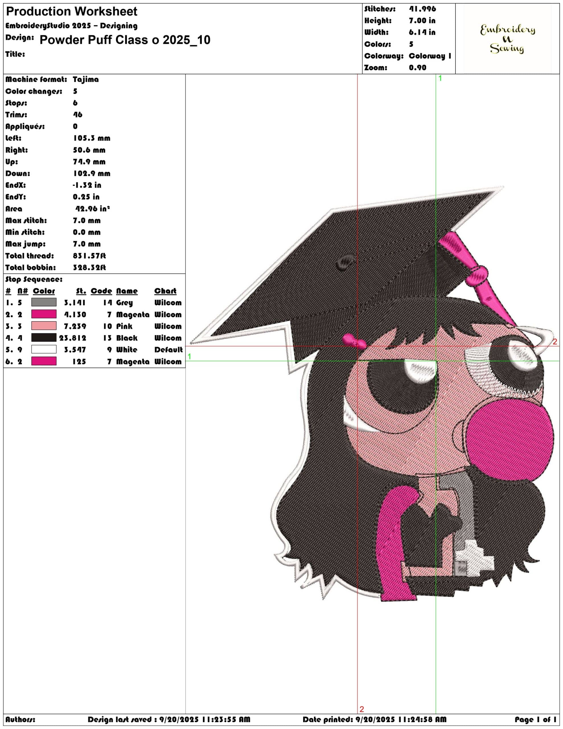 Powder Puff Class o 2025 - Elegant embroidery design file - instant download — view 3