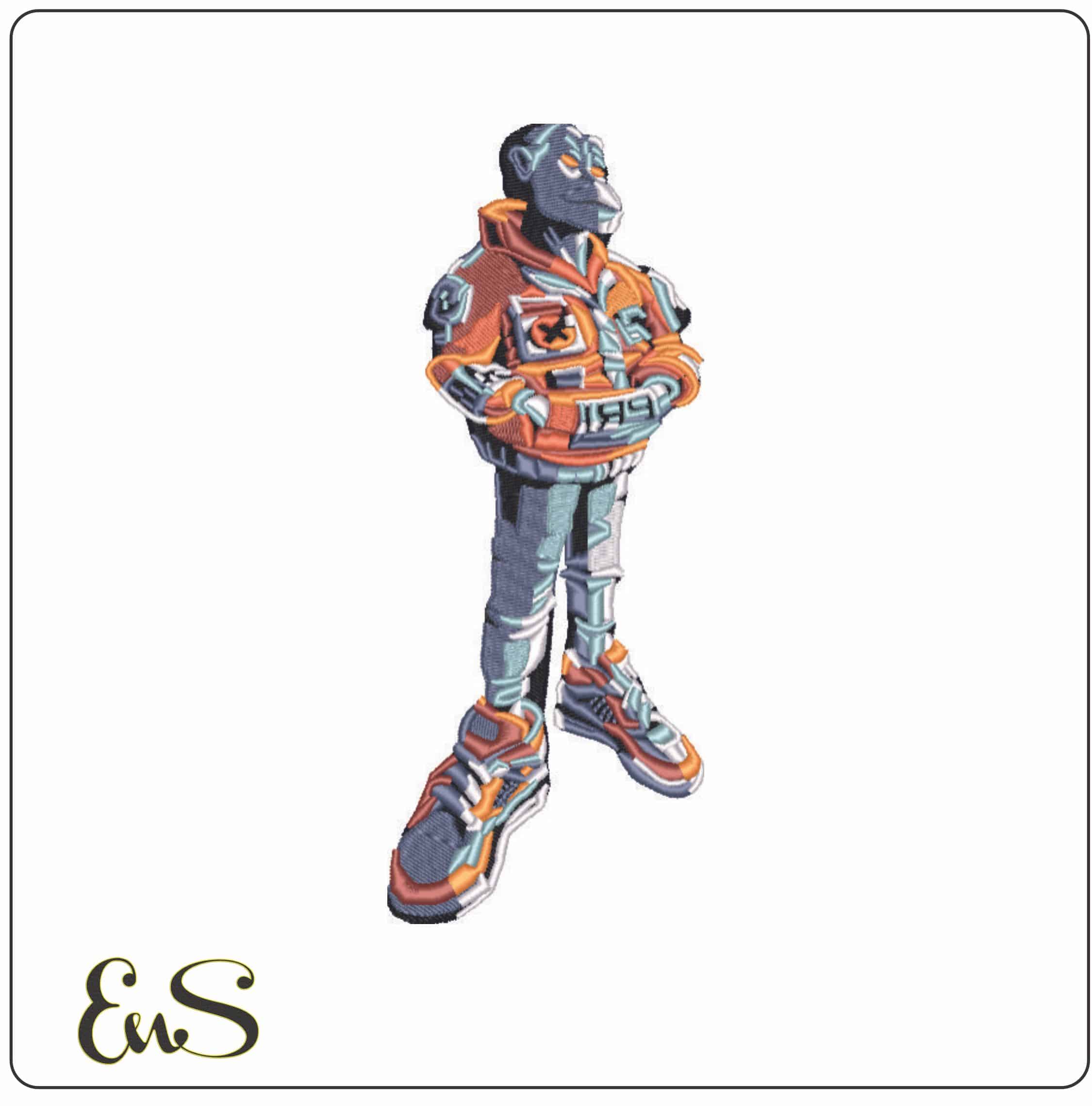 Primate Posing - Elegant embroidery design file - instant download