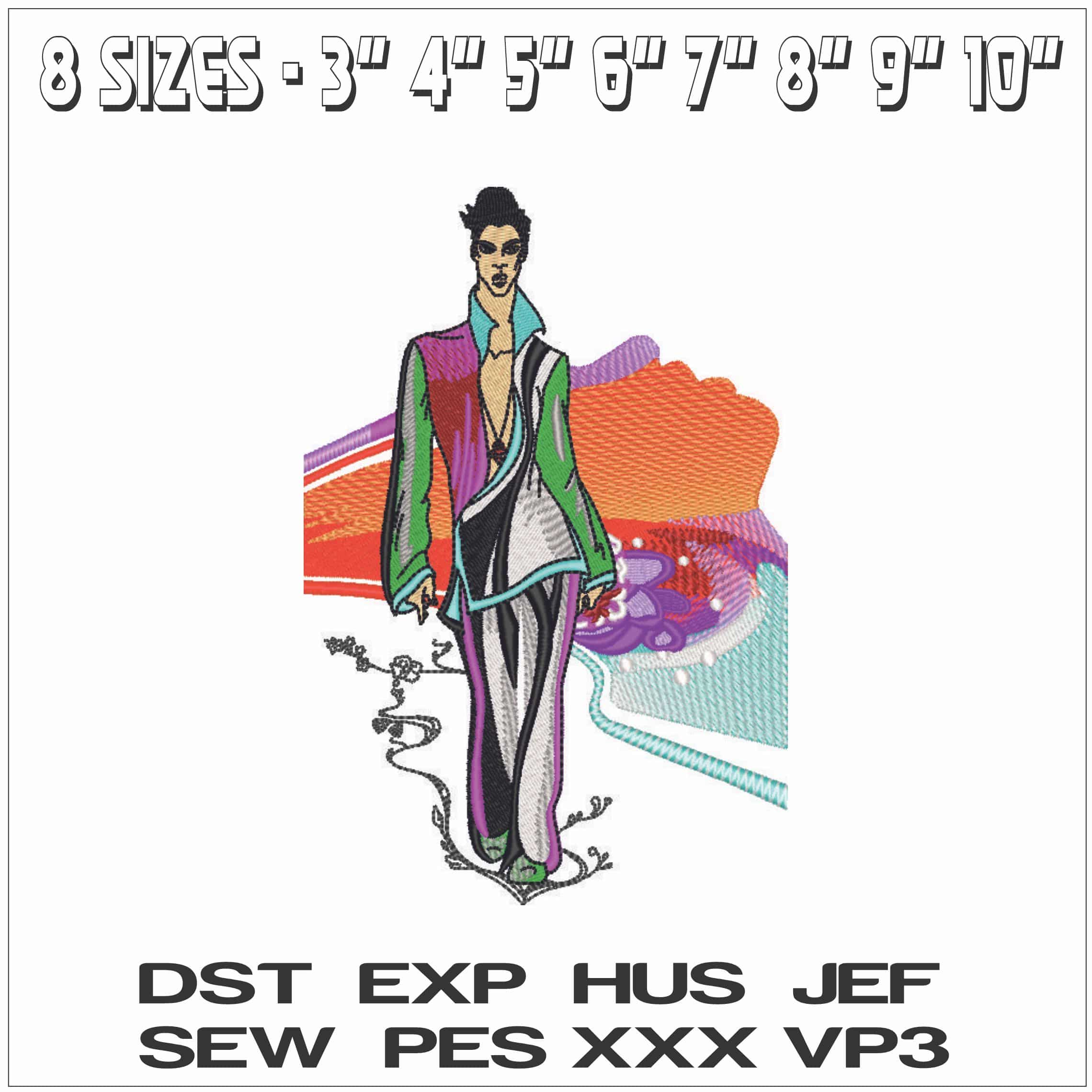 Prince the 80s Icon - Elegant embroidery design file - instant download — view 2