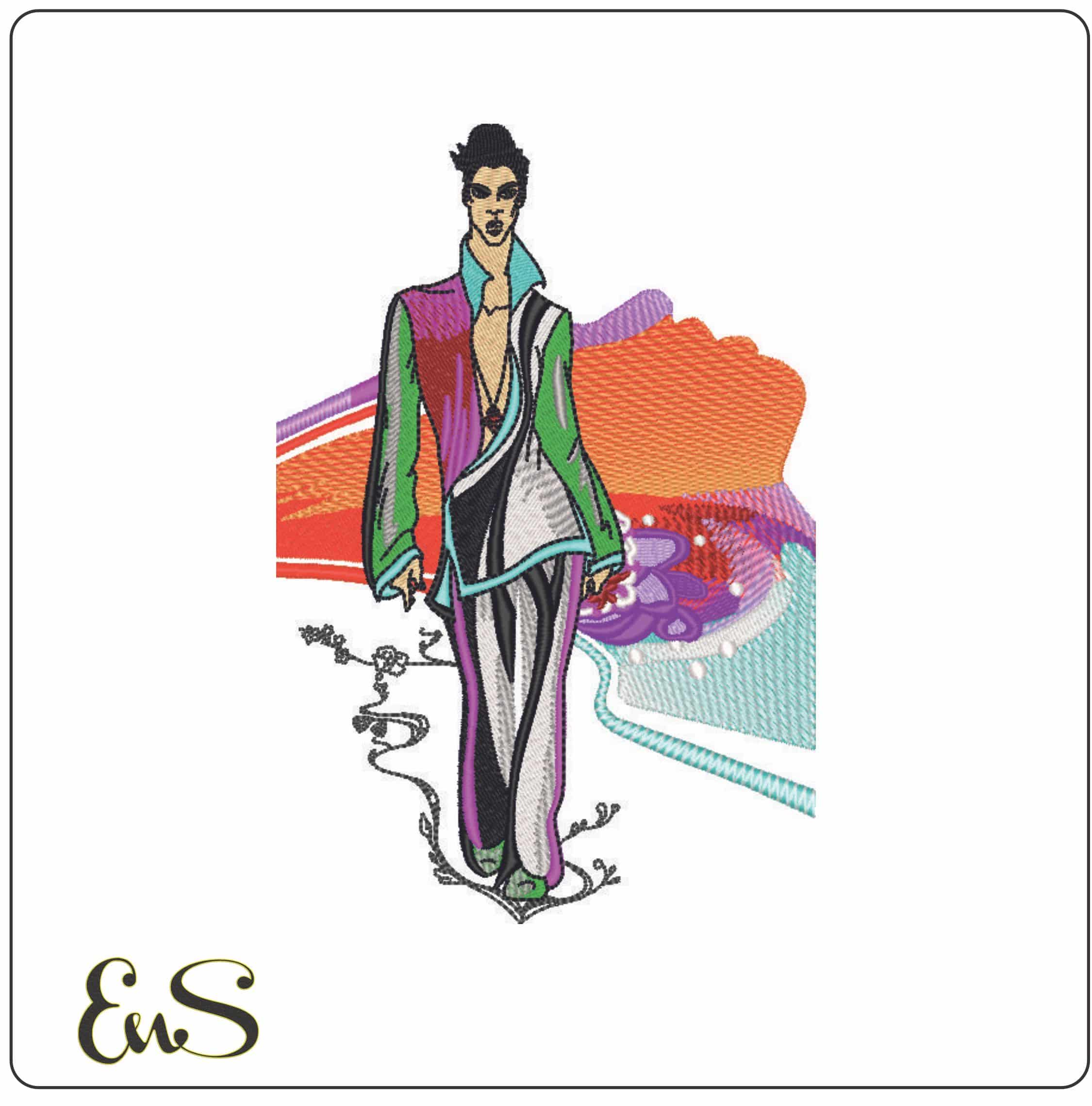 Prince the 80s Icon - Elegant embroidery design file - instant download