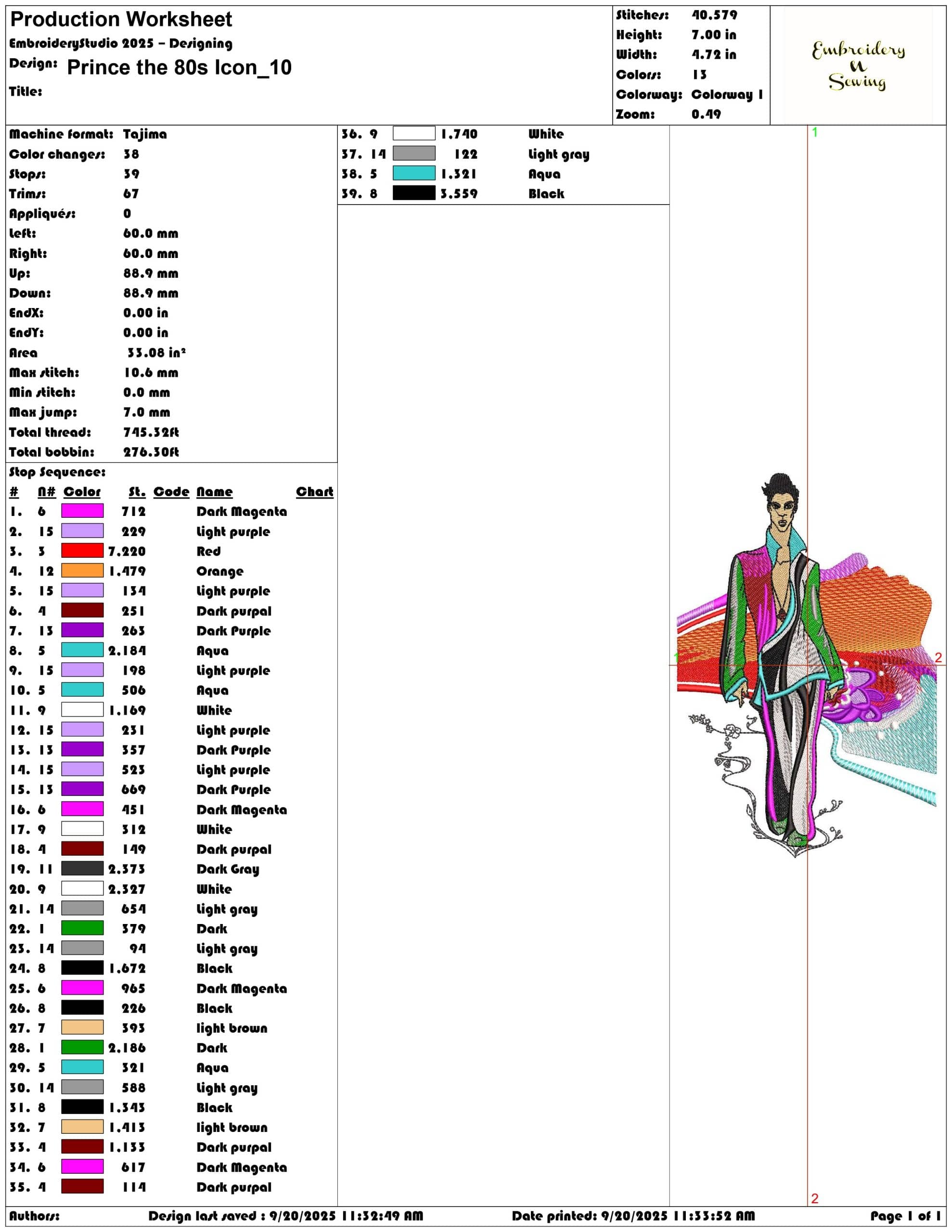 Prince the 80s Icon - Elegant embroidery design file - instant download — view 3