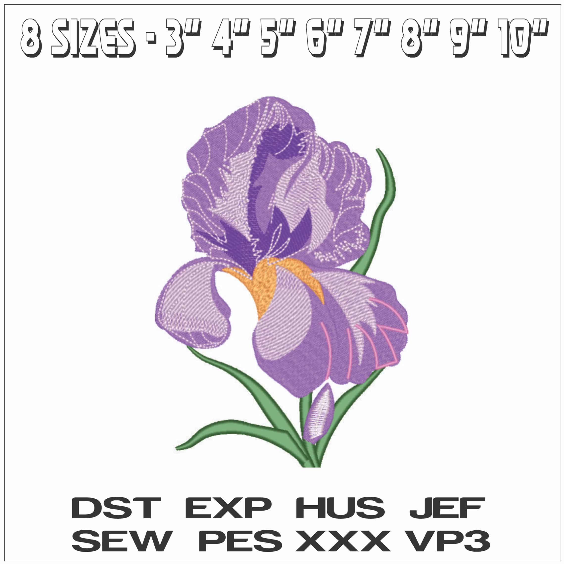 Purple Lily- Elegant embroidery design file - instant download — view 2