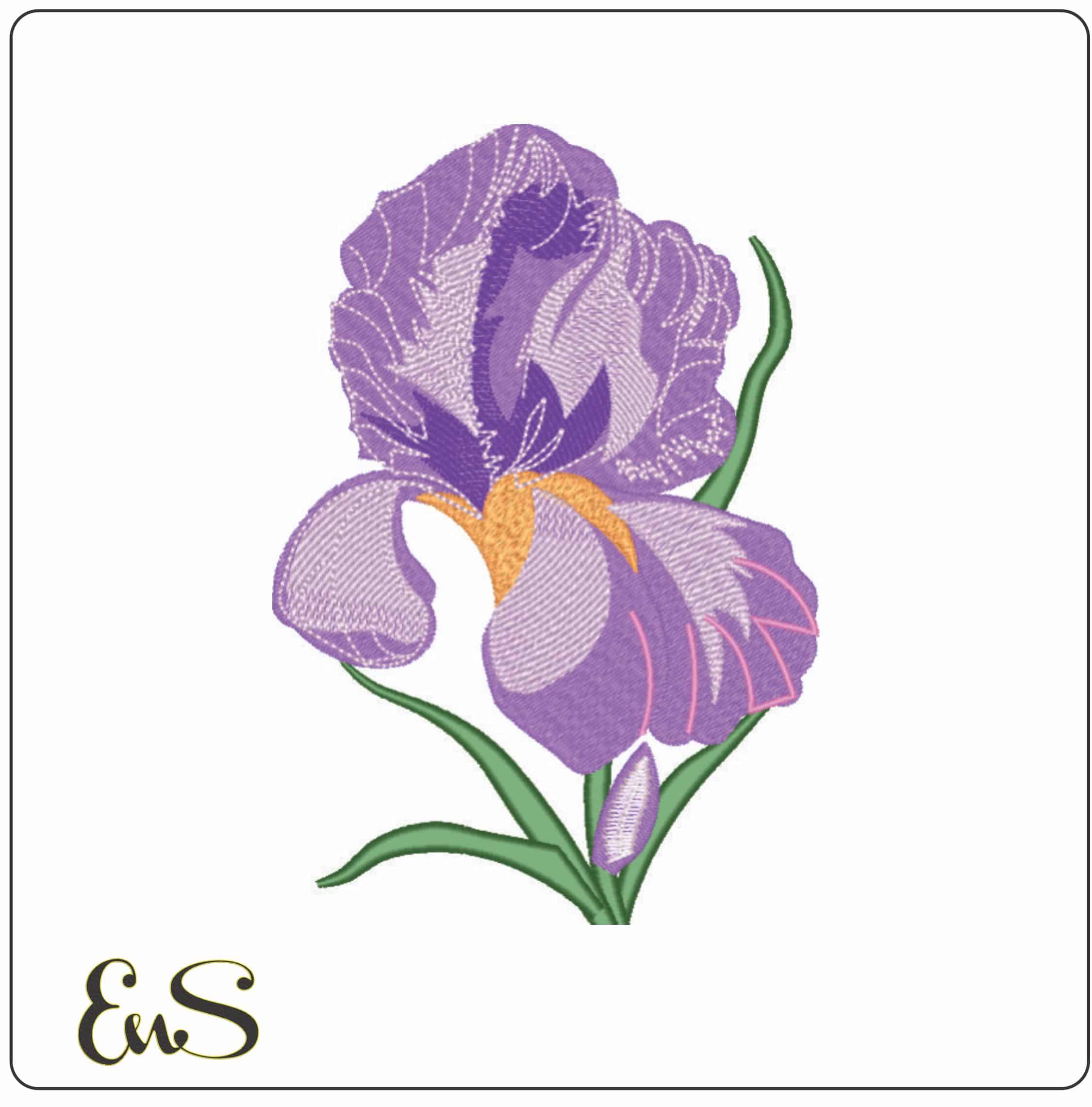 Purple Lily- Elegant embroidery design file - instant download