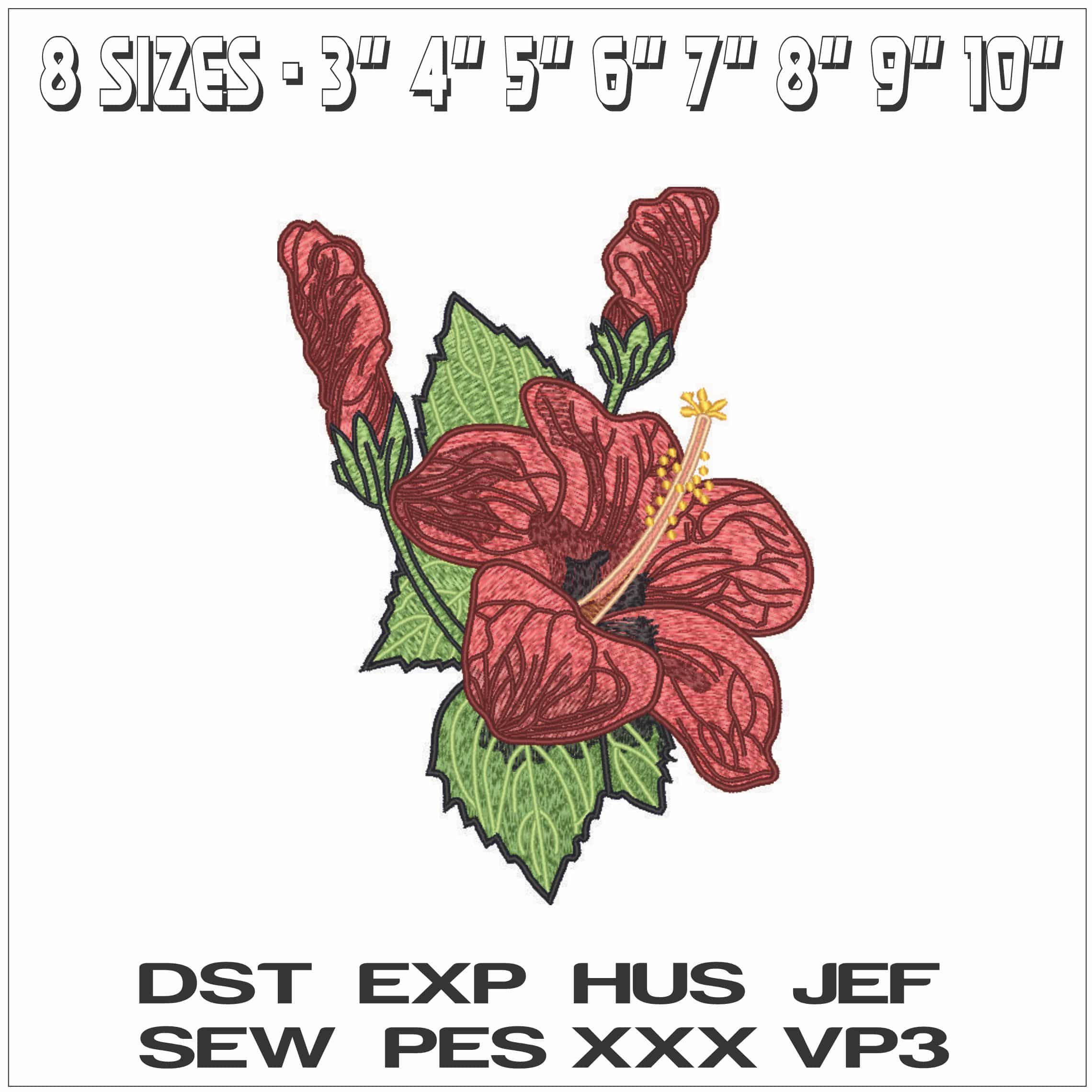Red Poppy Flower- Elegant embroidery design file - instant download — view 2