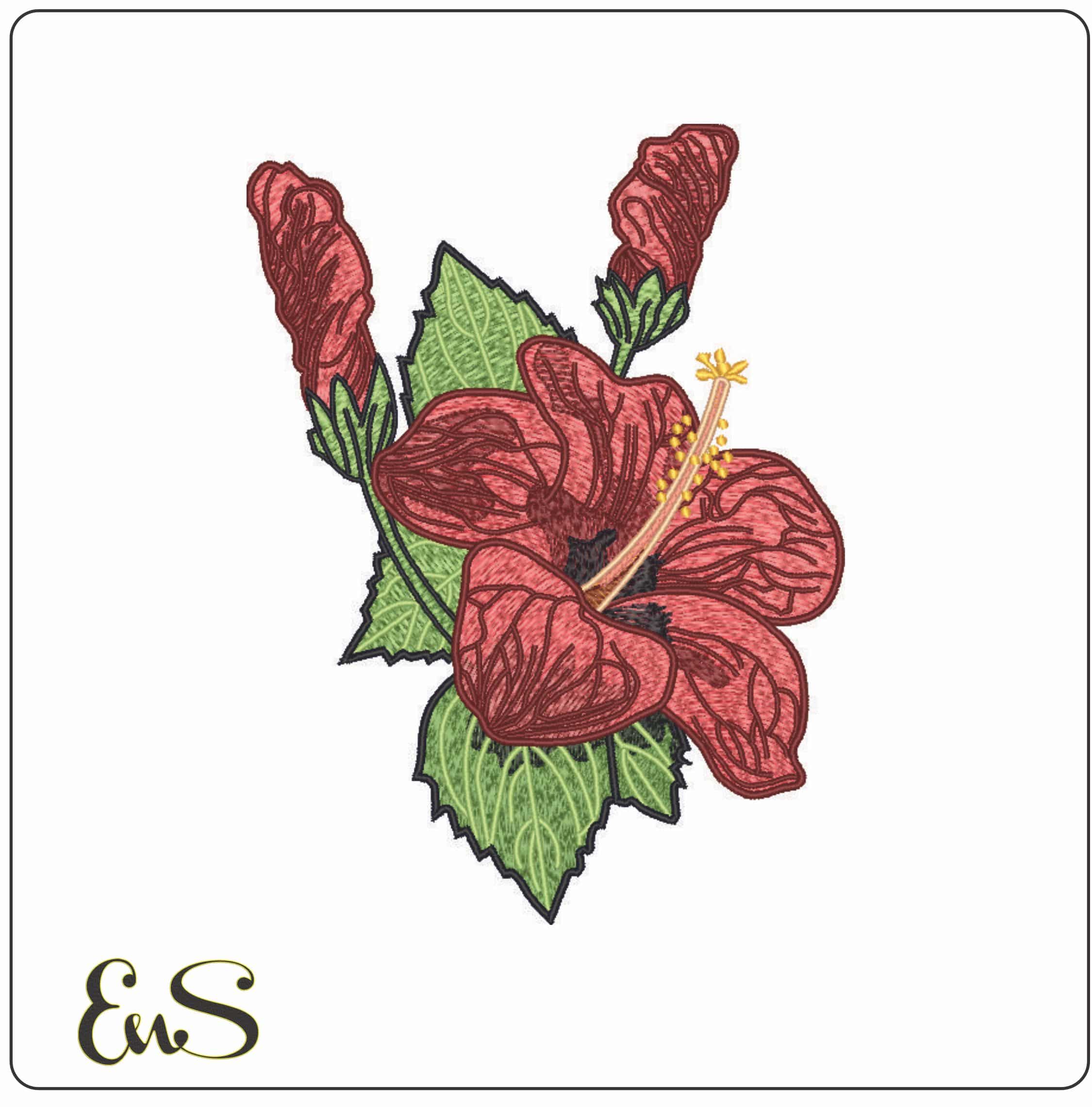 Red Poppy Flower- Elegant embroidery design file - instant download