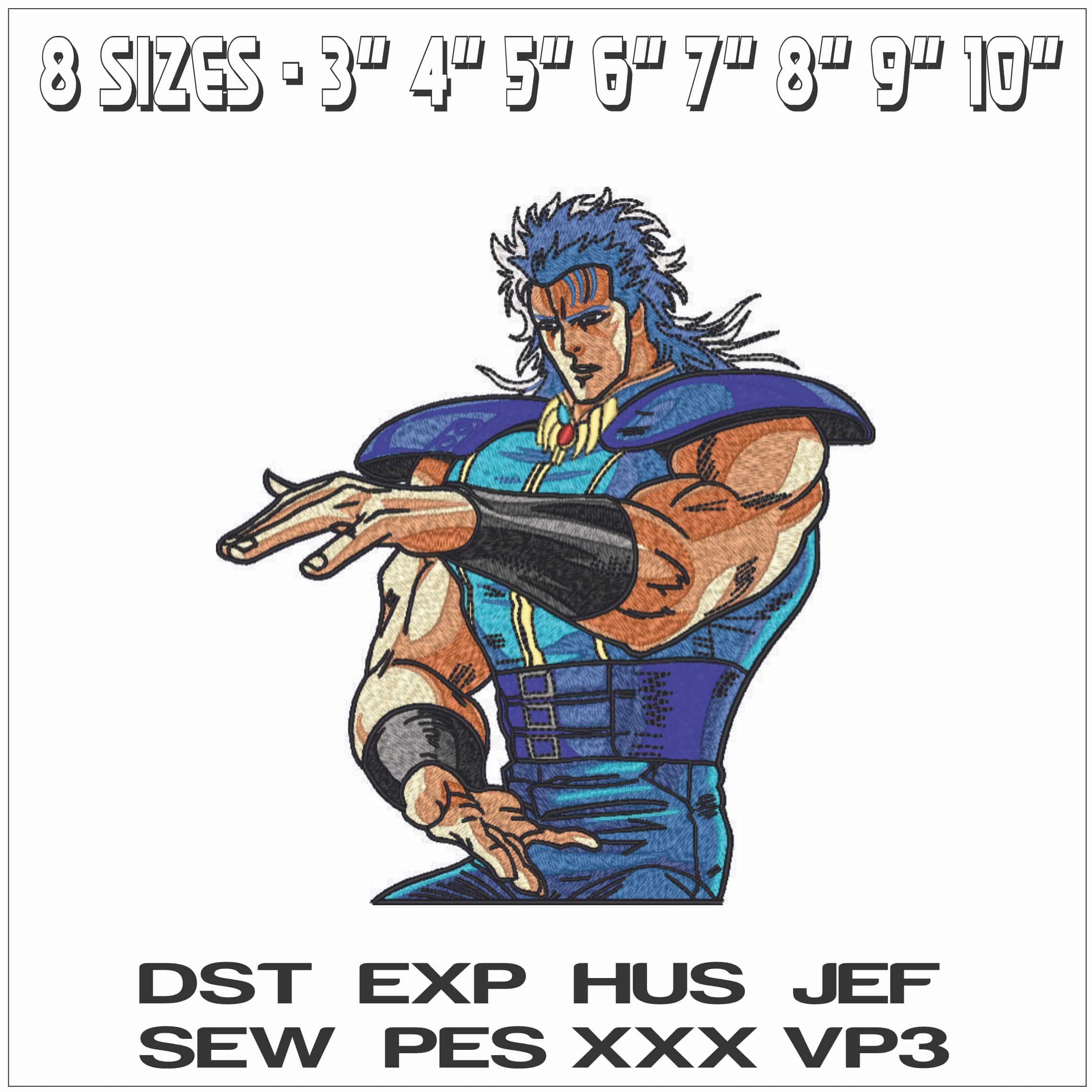 Rei Master of Nanto Fist of the North Anime- Elegant embroidery design file - instant download — view 2
