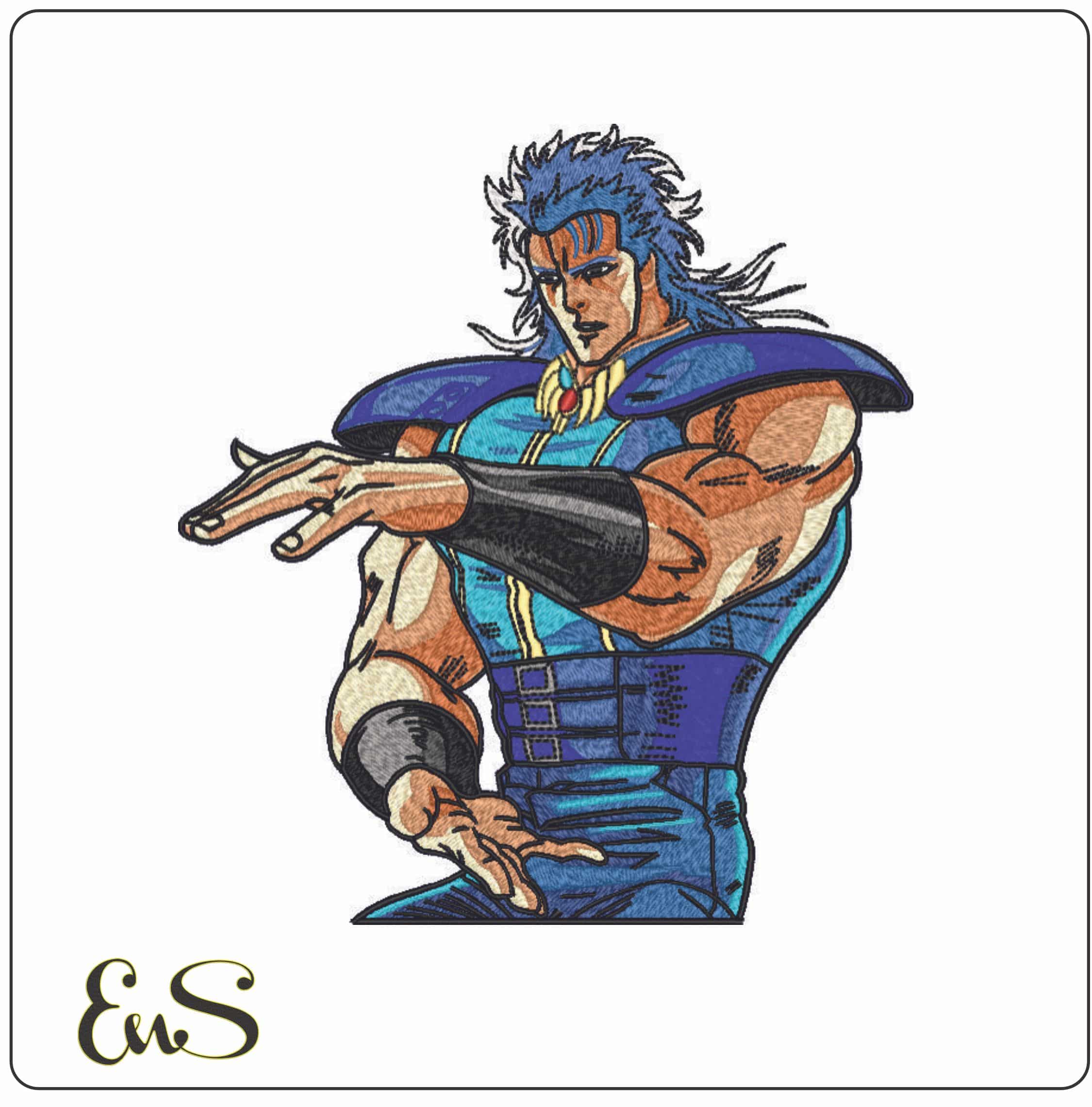 Rei Master of Nanto Fist of the North Anime- Elegant embroidery design file - instant download