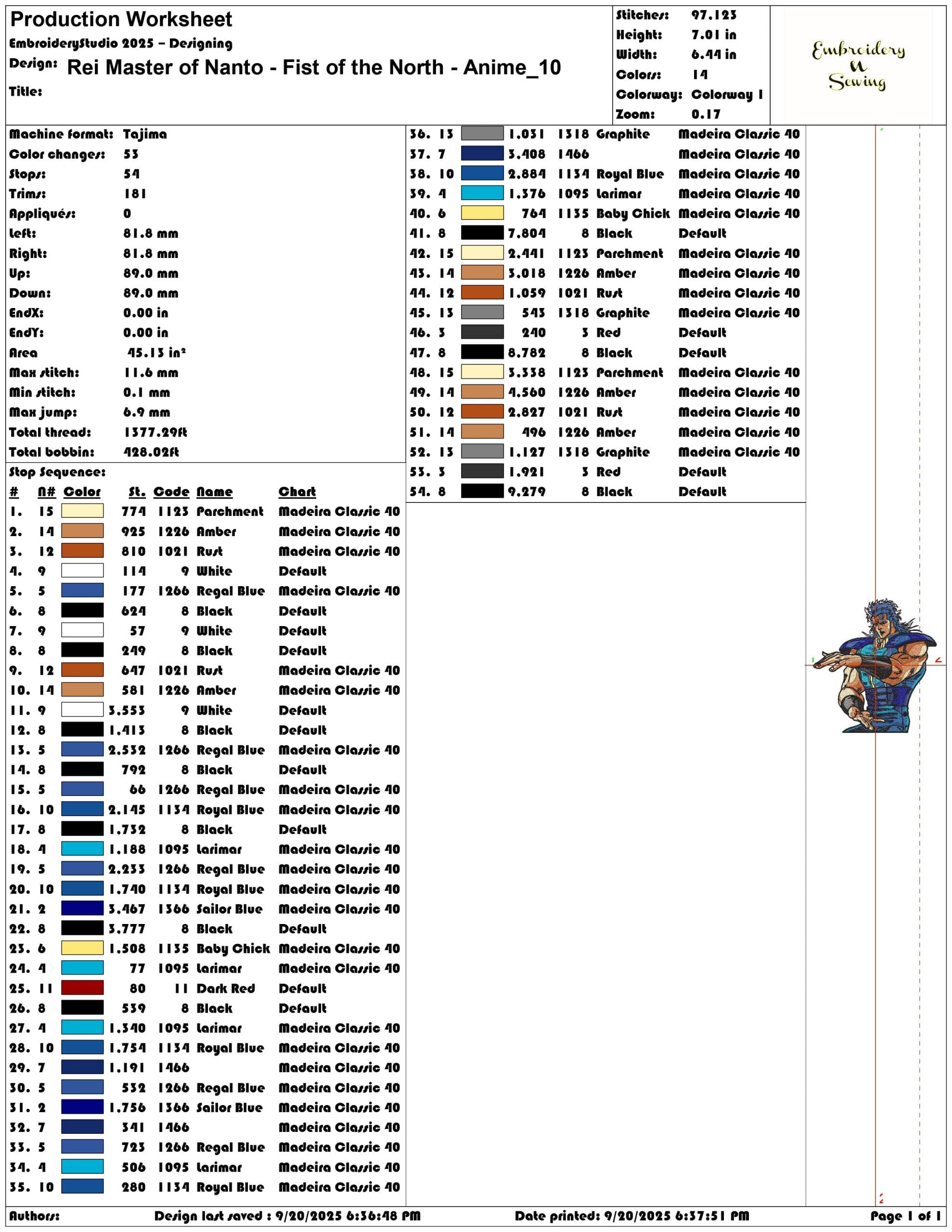 Rei Master of Nanto Fist of the North Anime- Elegant embroidery design file - instant download — view 3