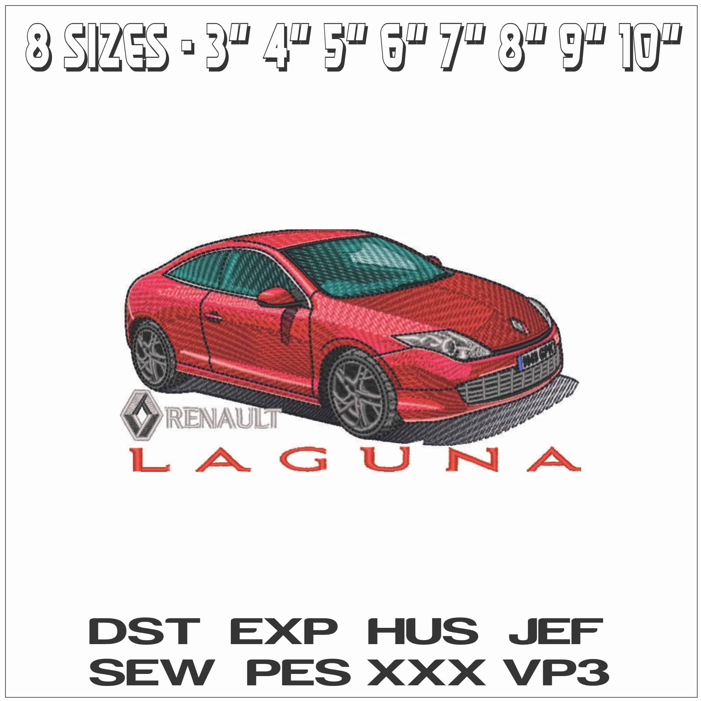 Renault Laguna with Loga and Name- Elegant embroidery design file - instant download — view 2