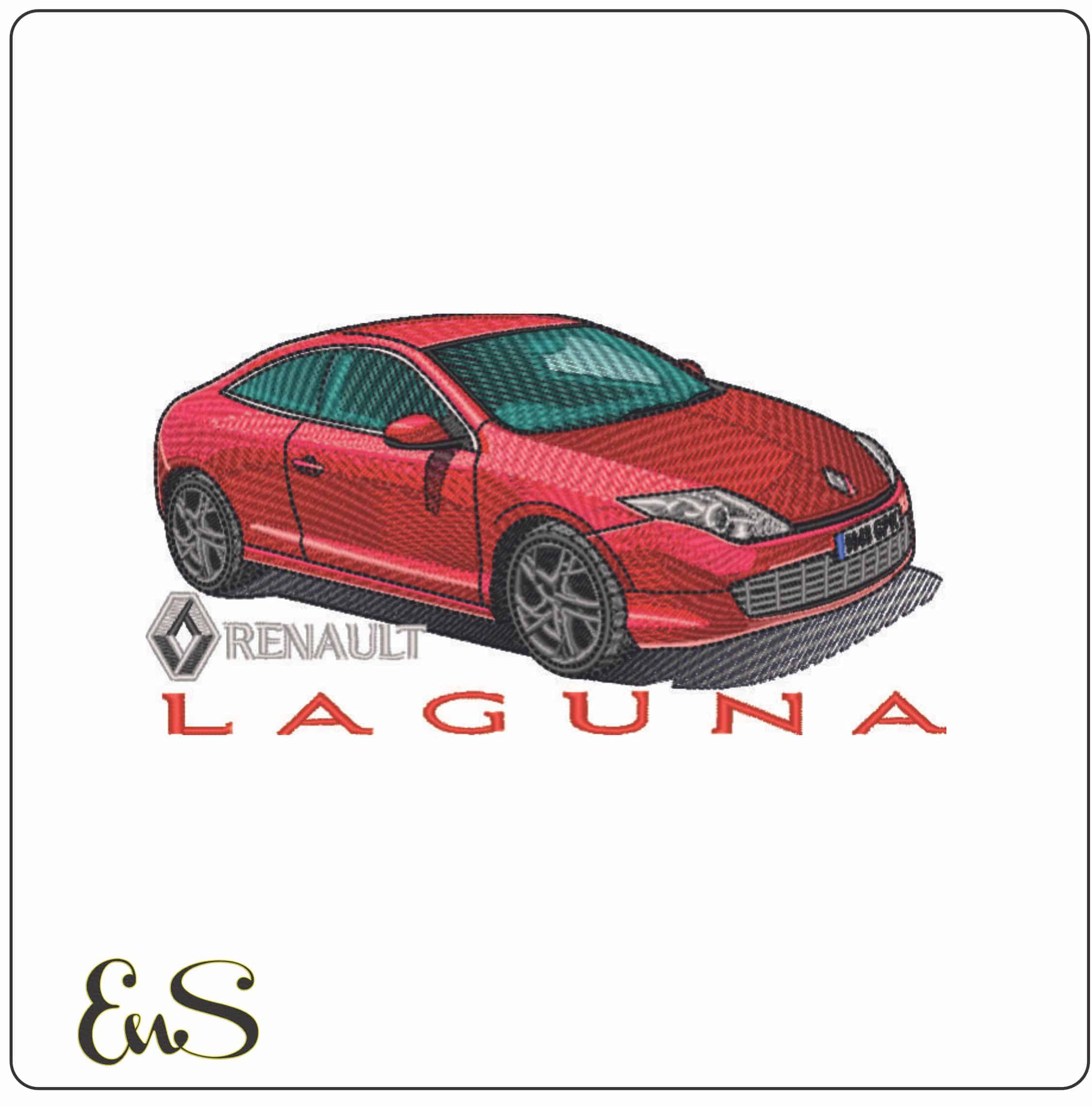 Renault Laguna with Loga and Name- Elegant embroidery design file - instant download