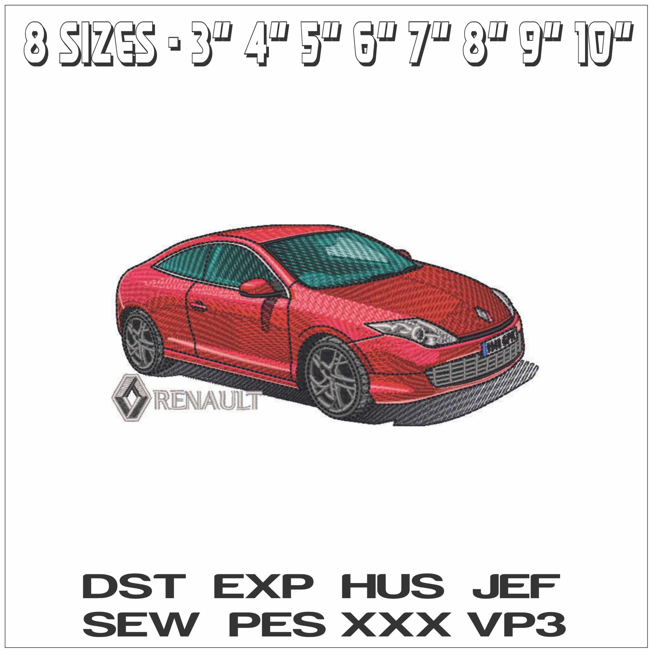 Renault Laguna with Logo- Elegant embroidery design file - instant download — view 2