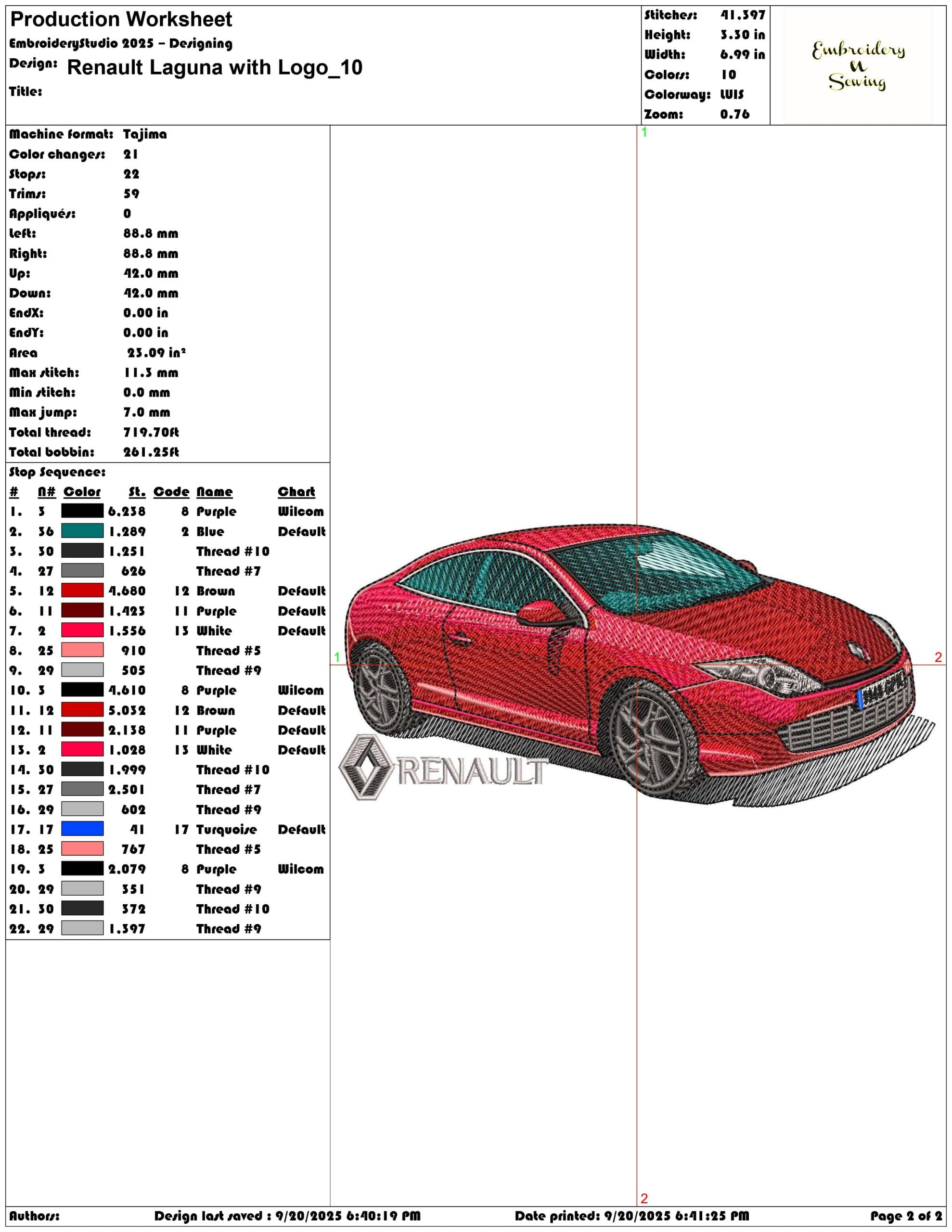 Renault Laguna with Logo- Elegant embroidery design file - instant download — view 4