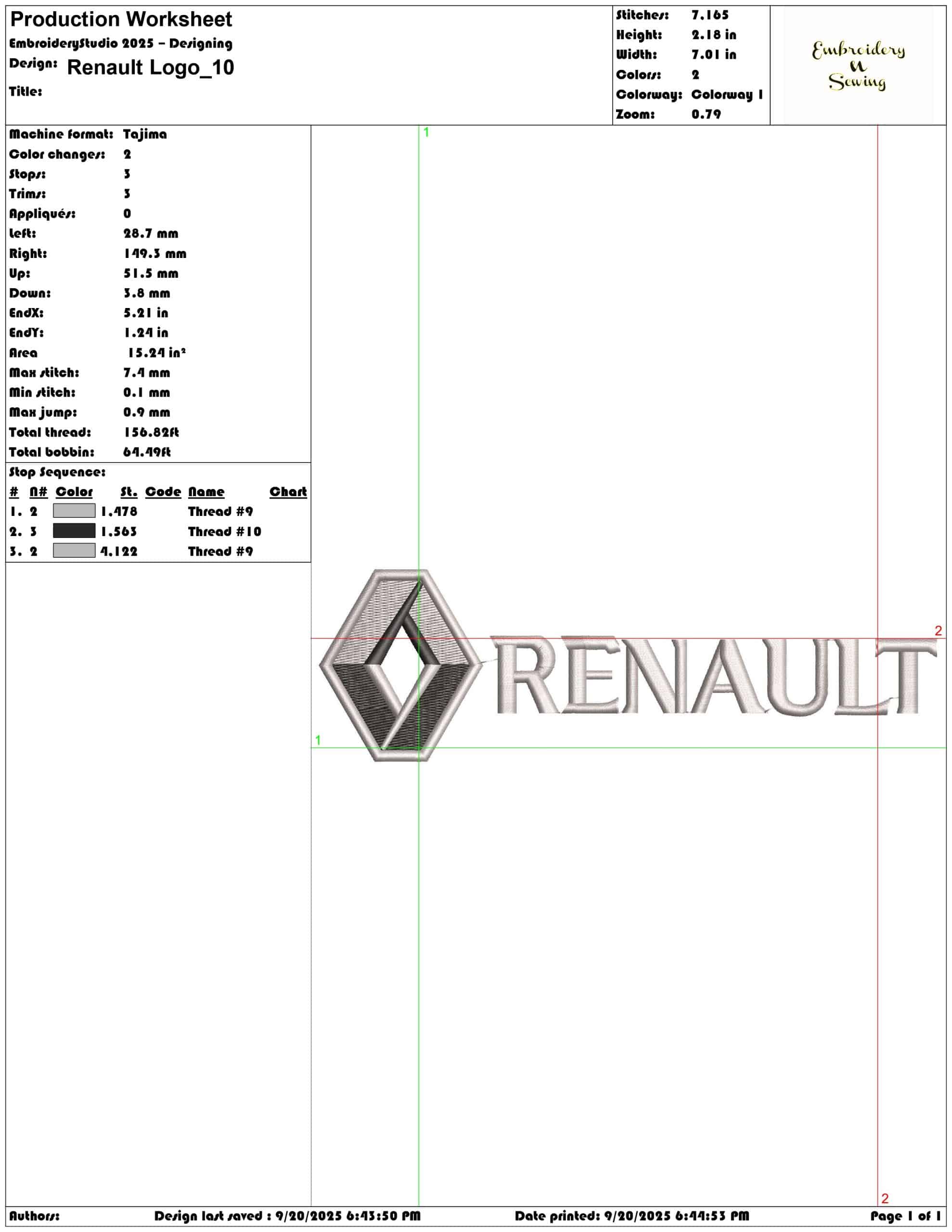 Renault Logo- Elegant embroidery design file - instant download — view 3
