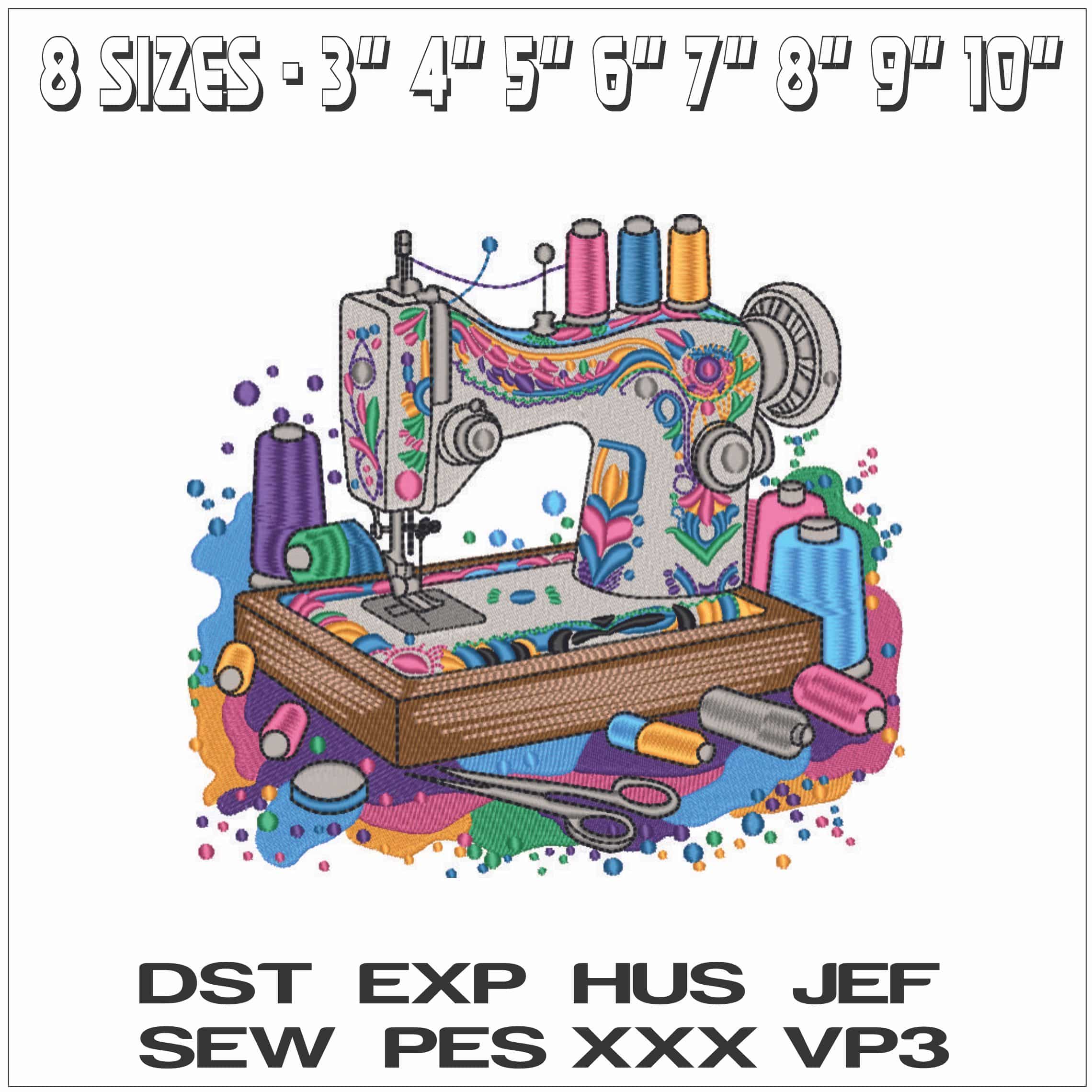 Sewing Machine fancy colors- Elegant embroidery design file - instant download — view 2