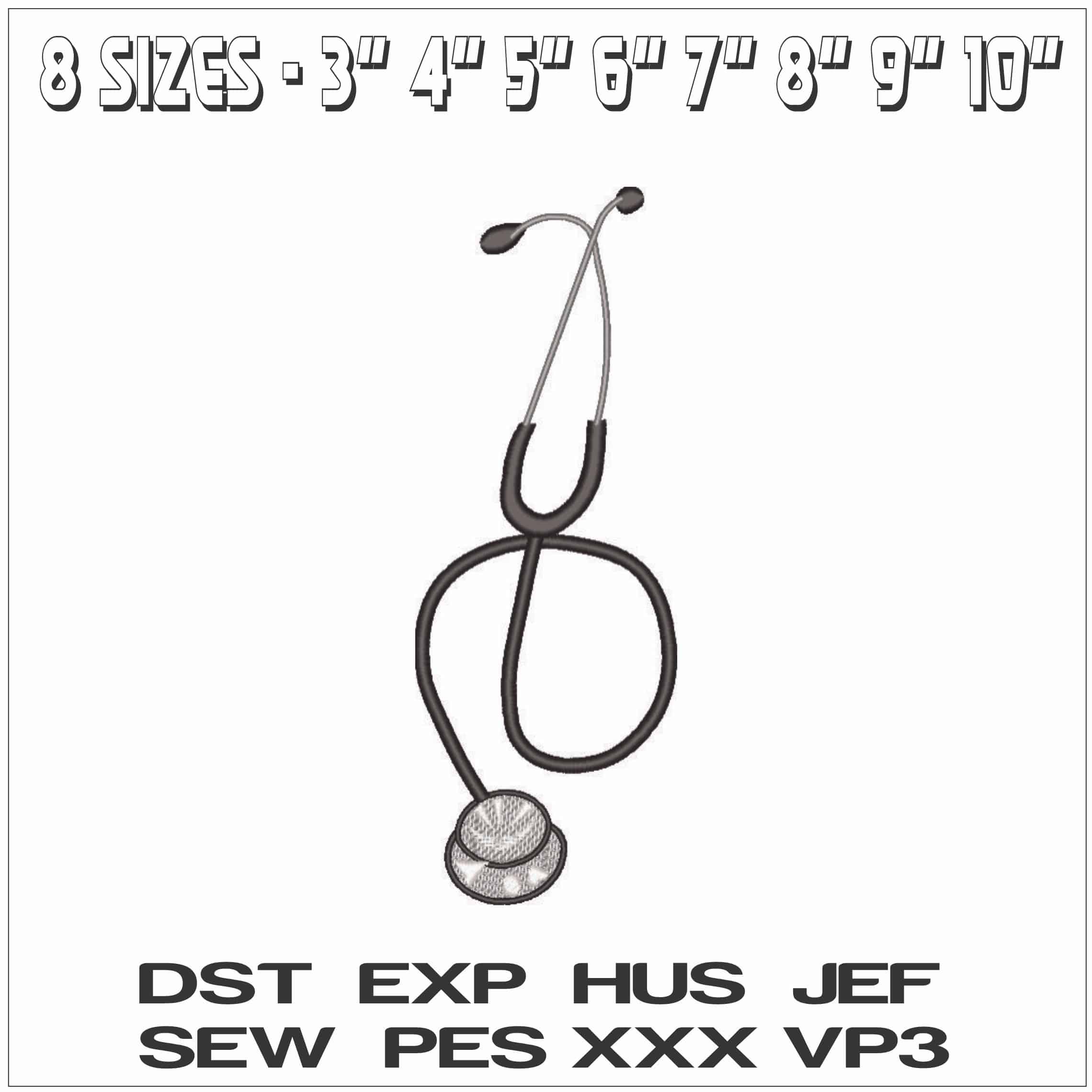 Stethascope- Elegant embroidery design file - instant download — view 2