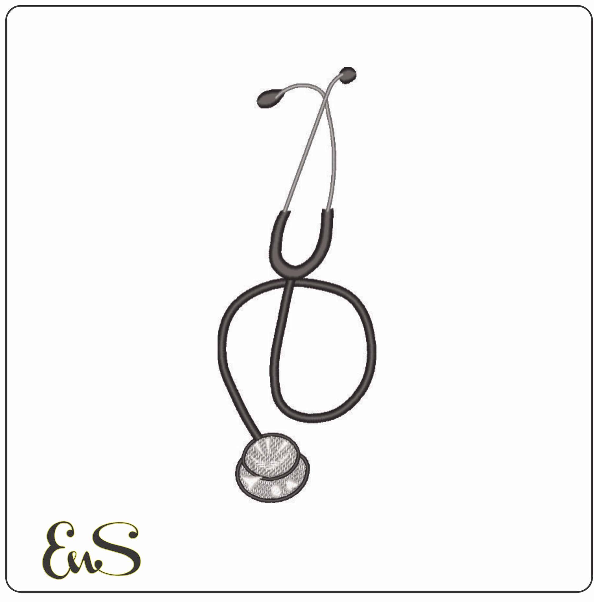 Stethascope- Elegant embroidery design file - instant download