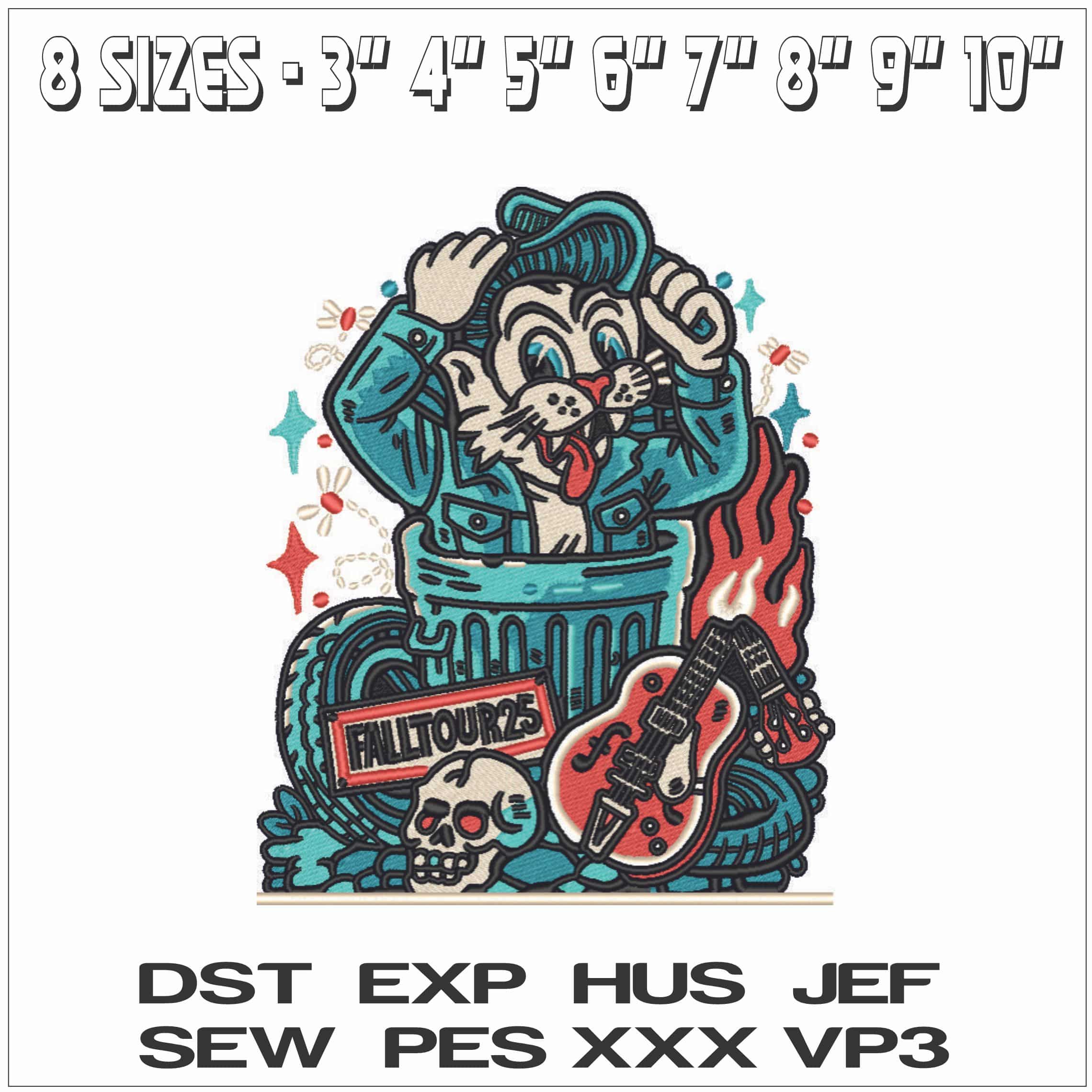 Stray Cats 2025 Fall Tour- Elegant embroidery design file - instant download — view 2